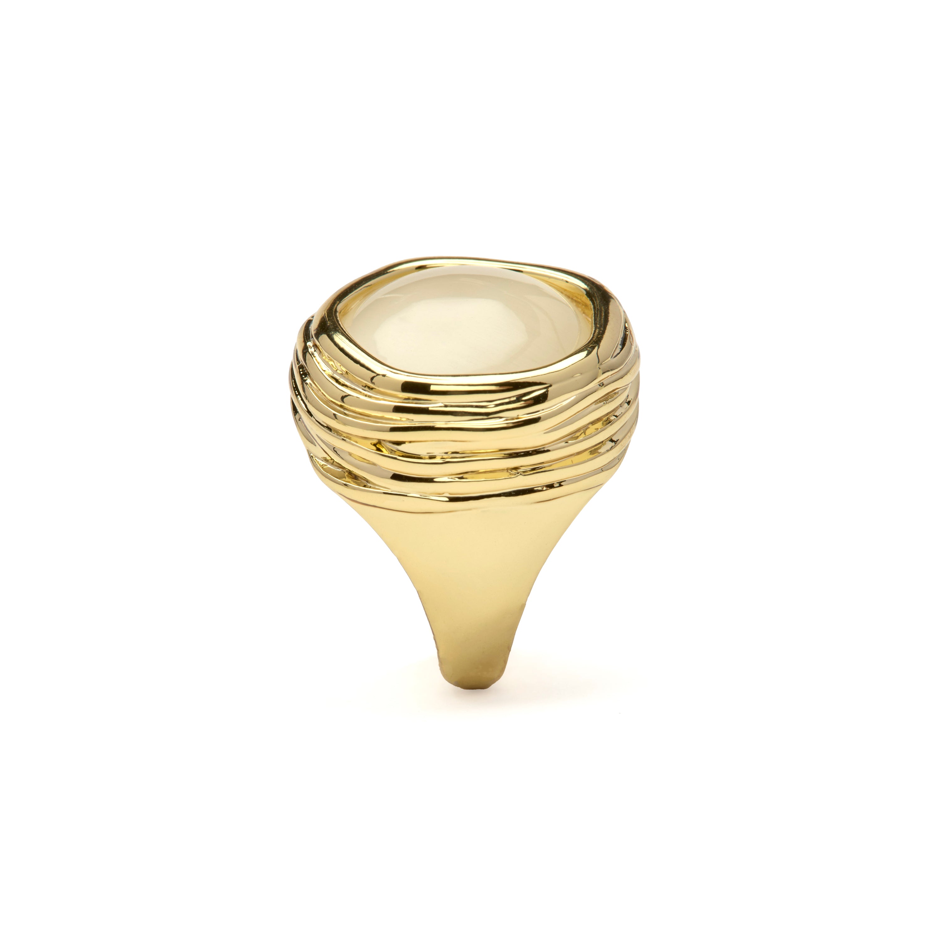 Anillo de Ojo de Gato acabado en oro amarillo de 18k - Kiqau