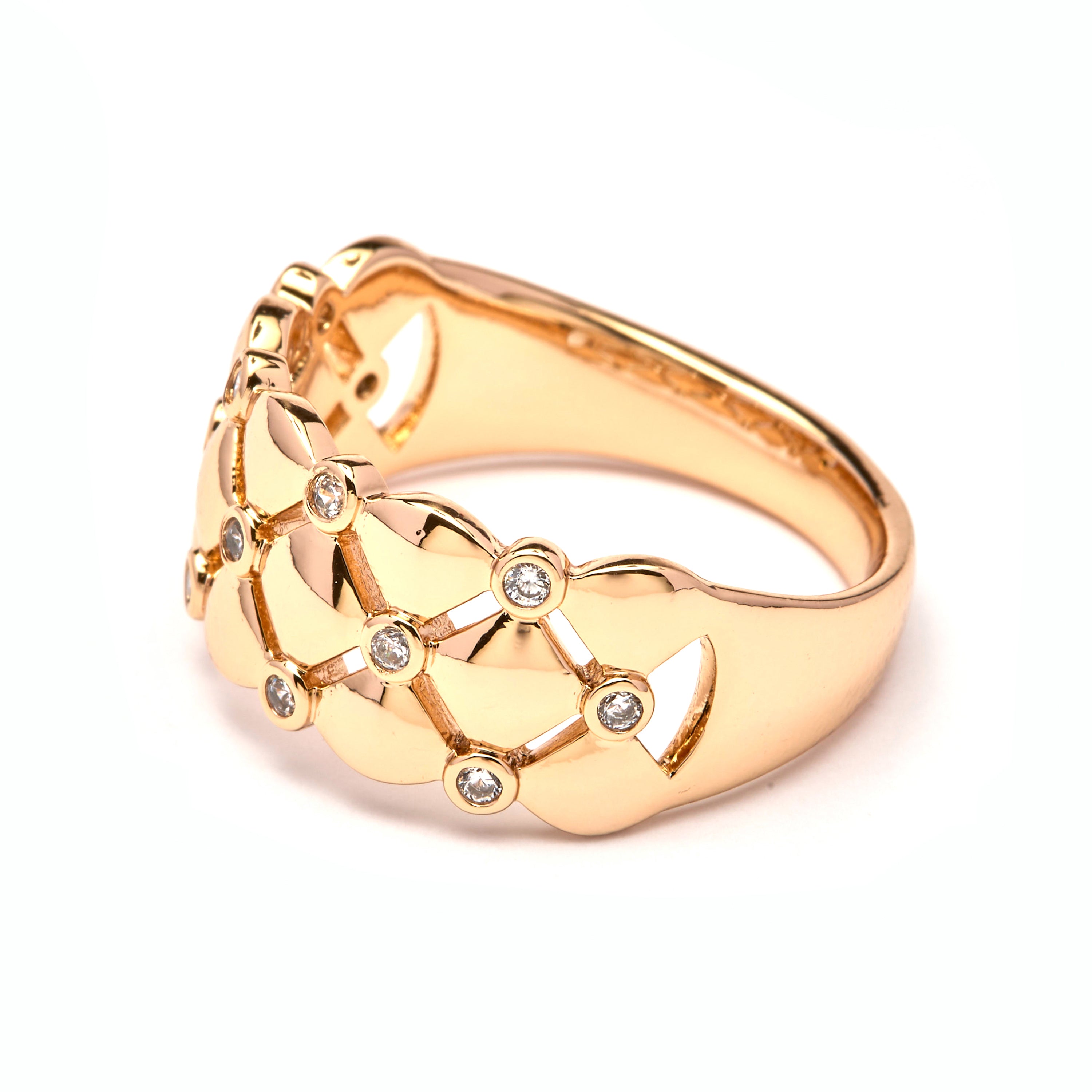 Bague en zircon brillant finition or jaune 18 carats - Verolt
