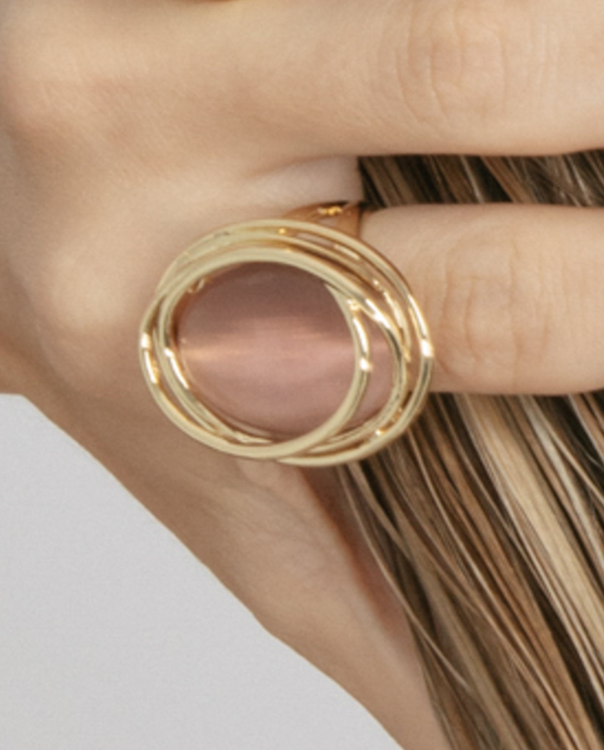 Brown Cat's Eye Ring finished in 18k yellow gold - Tijahu