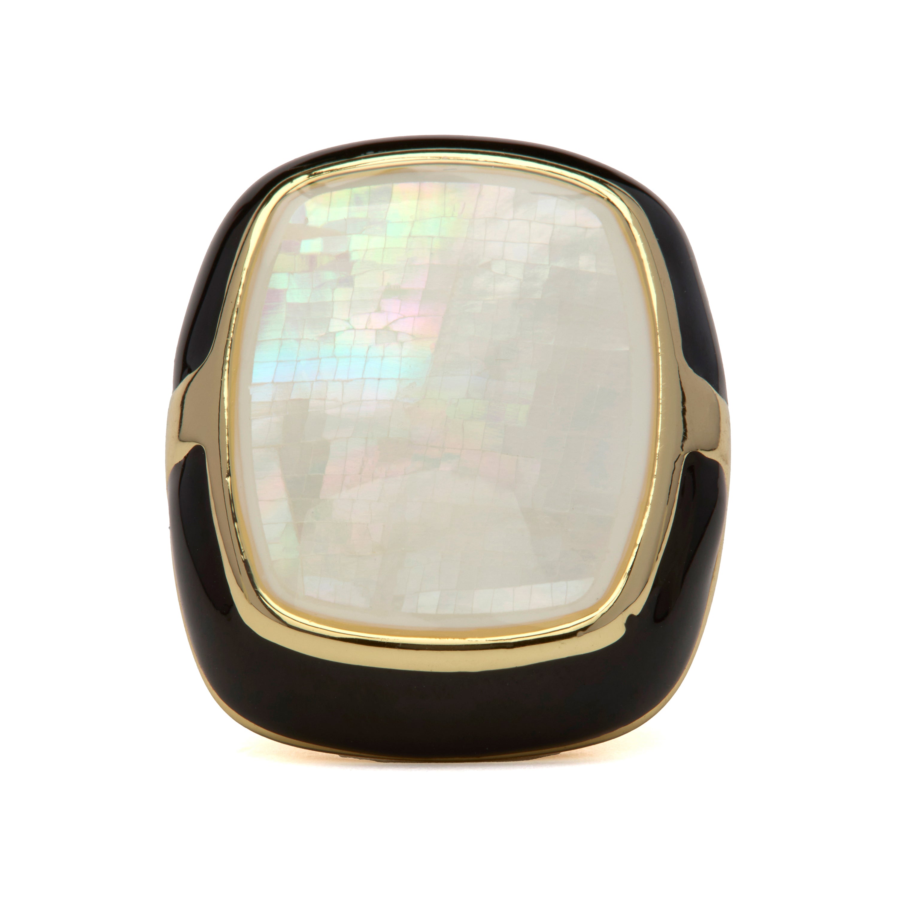 Anillo de Madreperla Blanca acabado en oro amarillo de 18k - Rounki
