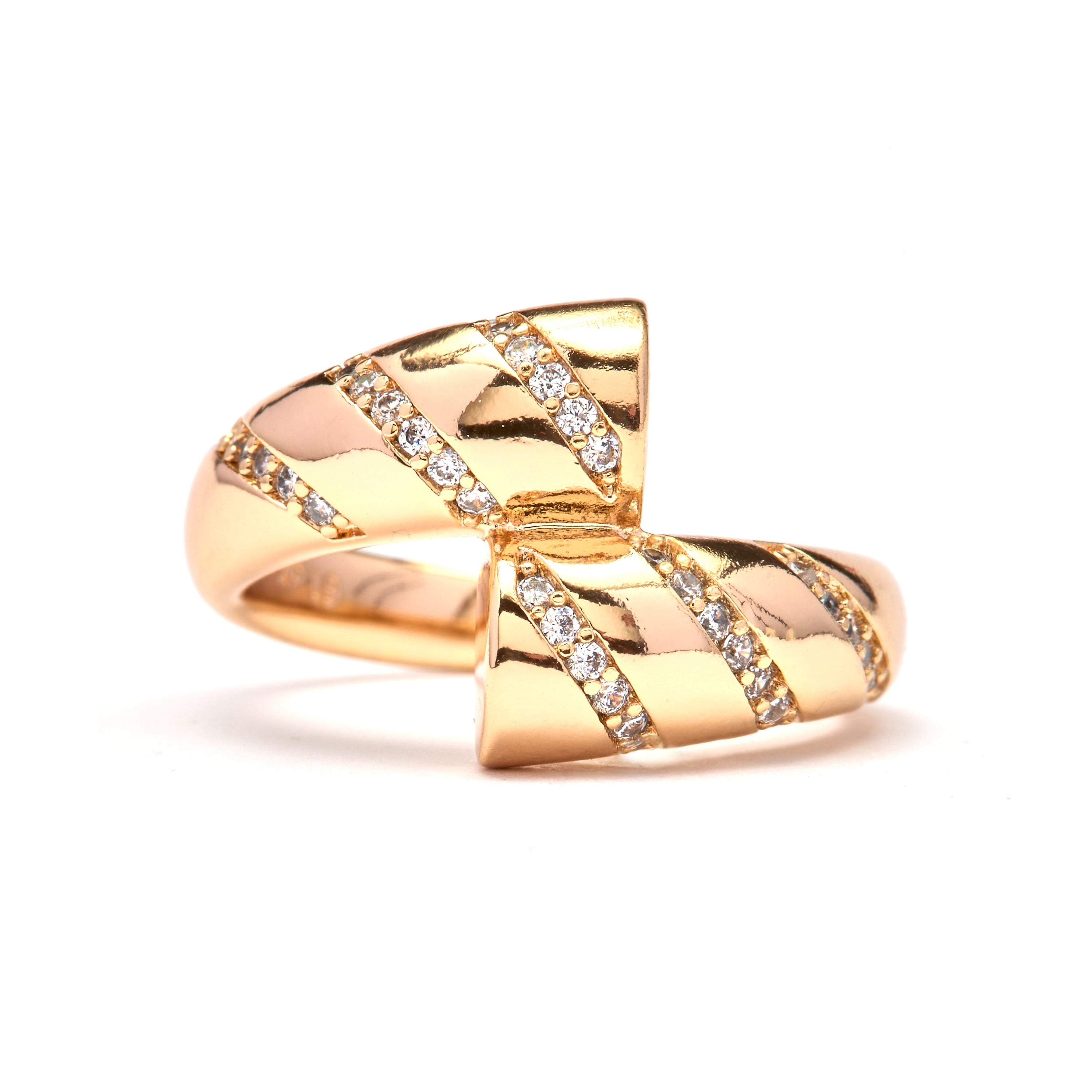 Anello di zircone brillante con finitura in oro giallo 18k - Phehowl