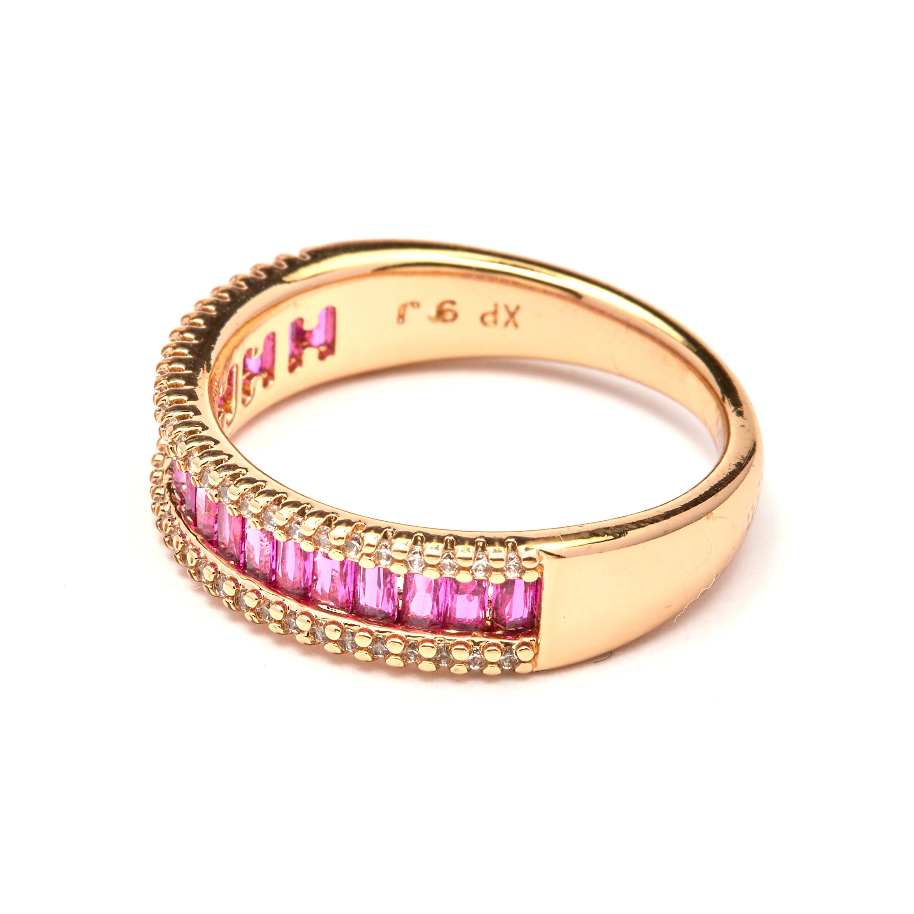 Ruby Cubic Zirconia Ring with 18k Yellow Gold Finish - Ulamon