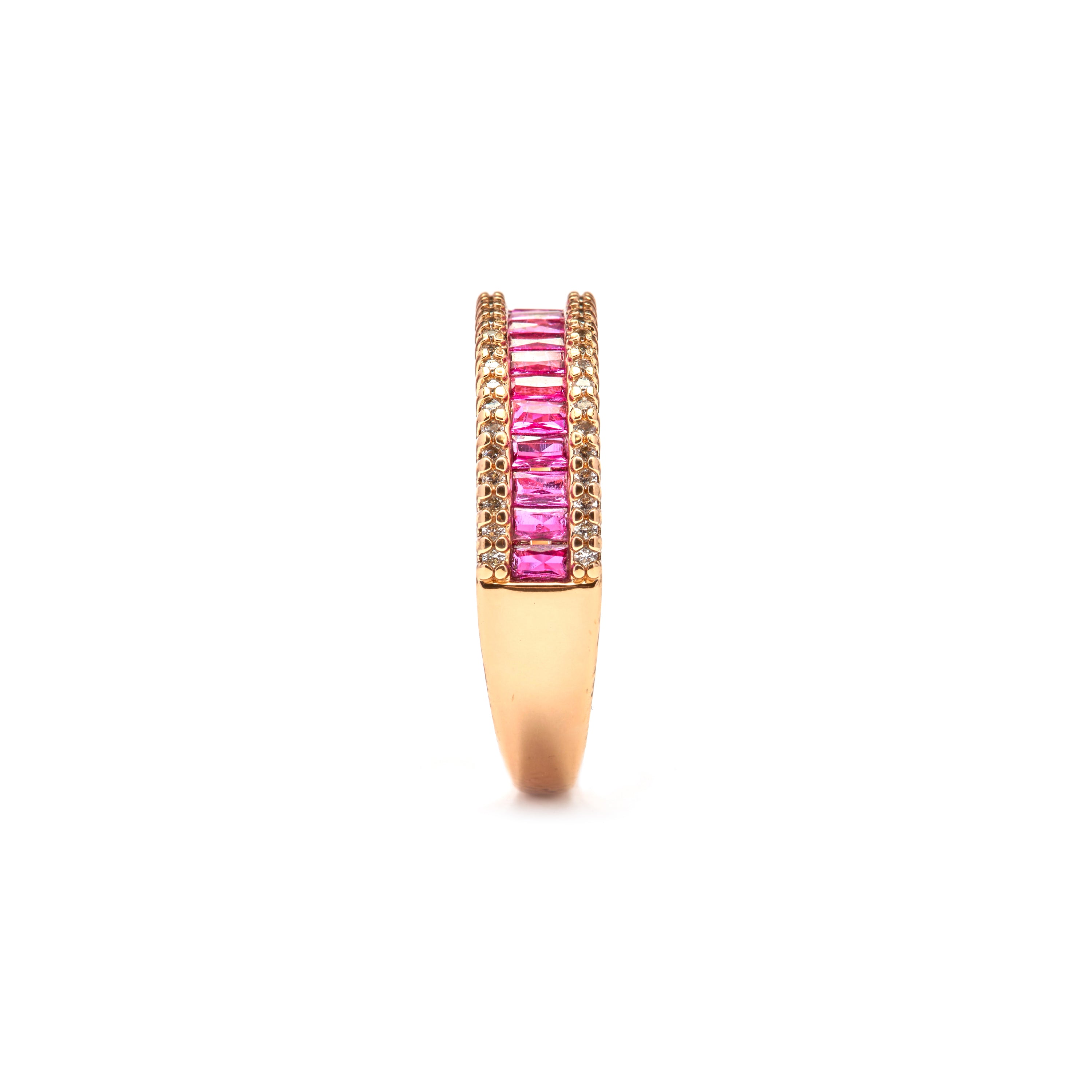 Ruby Cubic Zirconia Ring with 18k Yellow Gold Finish - Ulamon
