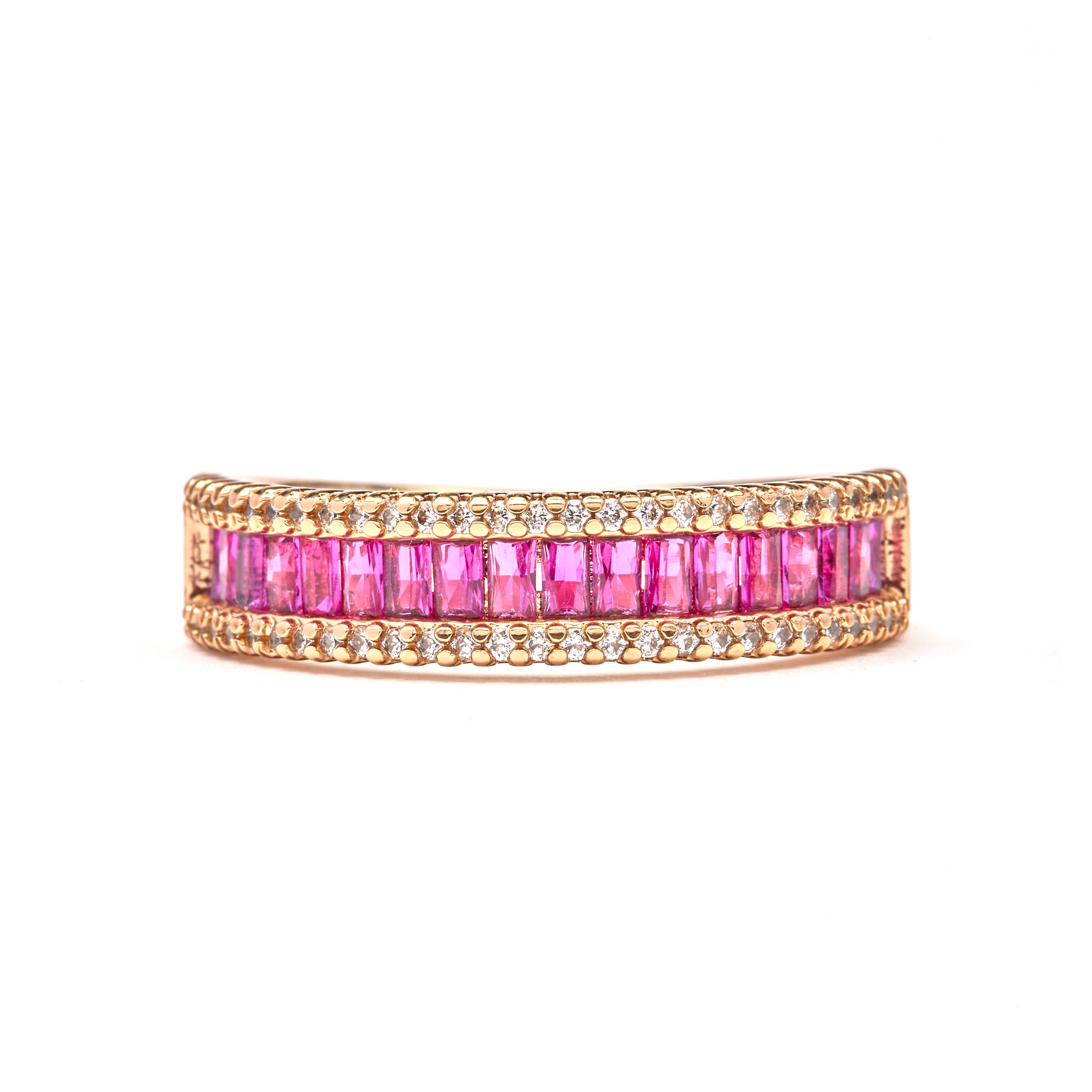 Ruby Cubic Zirconia Ring with 18k Yellow Gold Finish - Ulamon