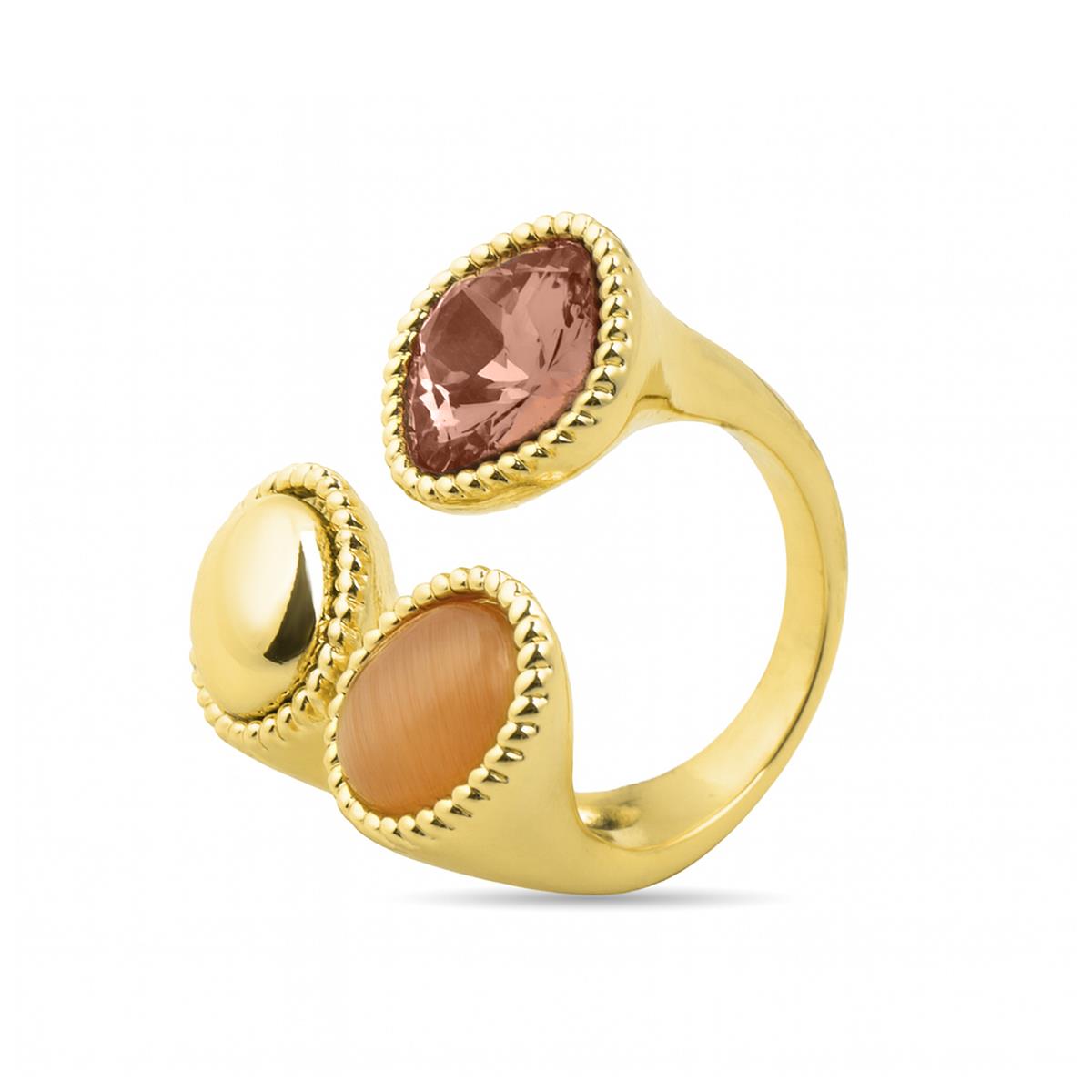 Anillo de Cuarzo Hidrotermal Multicolor acabado en oro amarillo 18k - Zalya