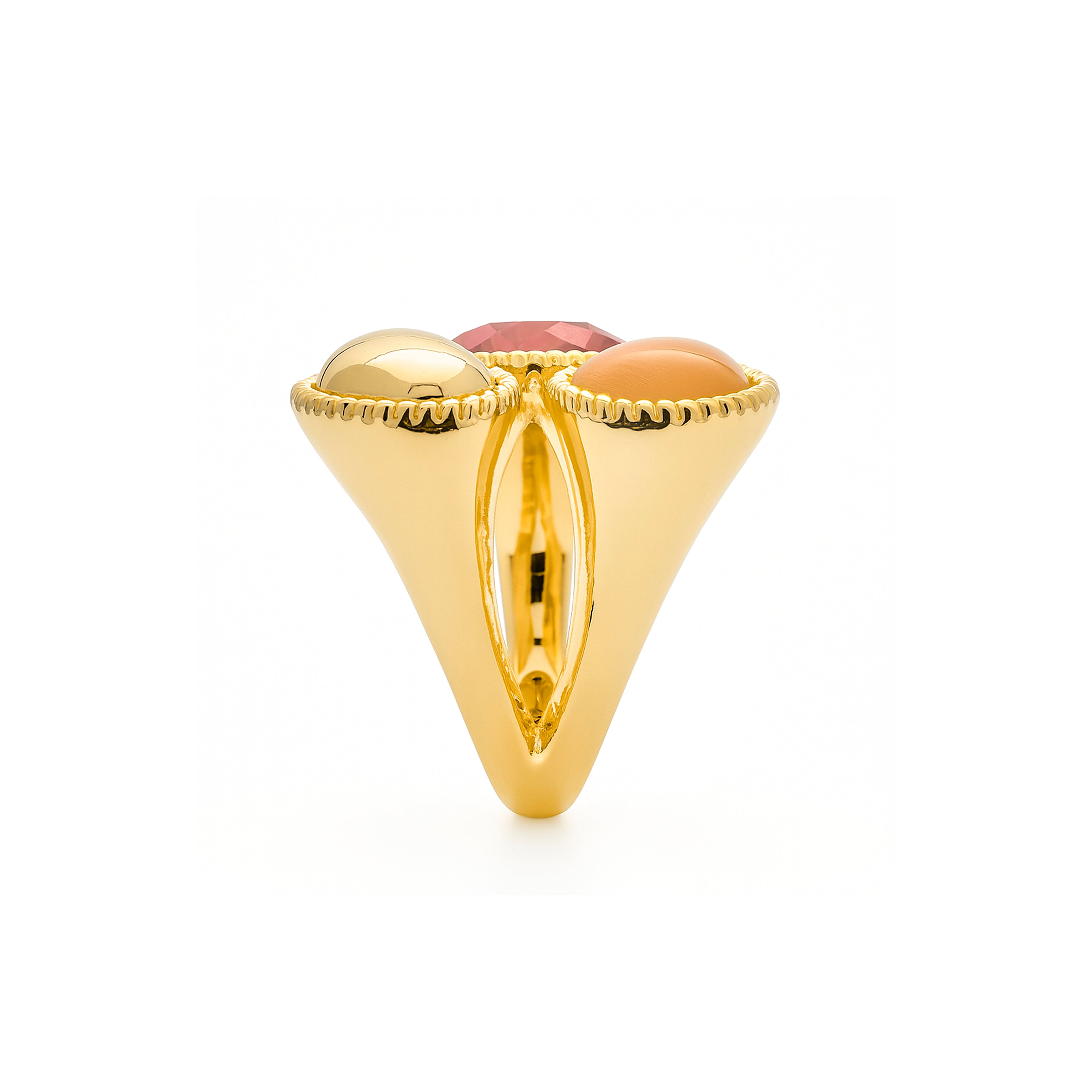 Multicolor Hydrothermal Quarzring mit 18k Gelbgold-Finish - Zalya
