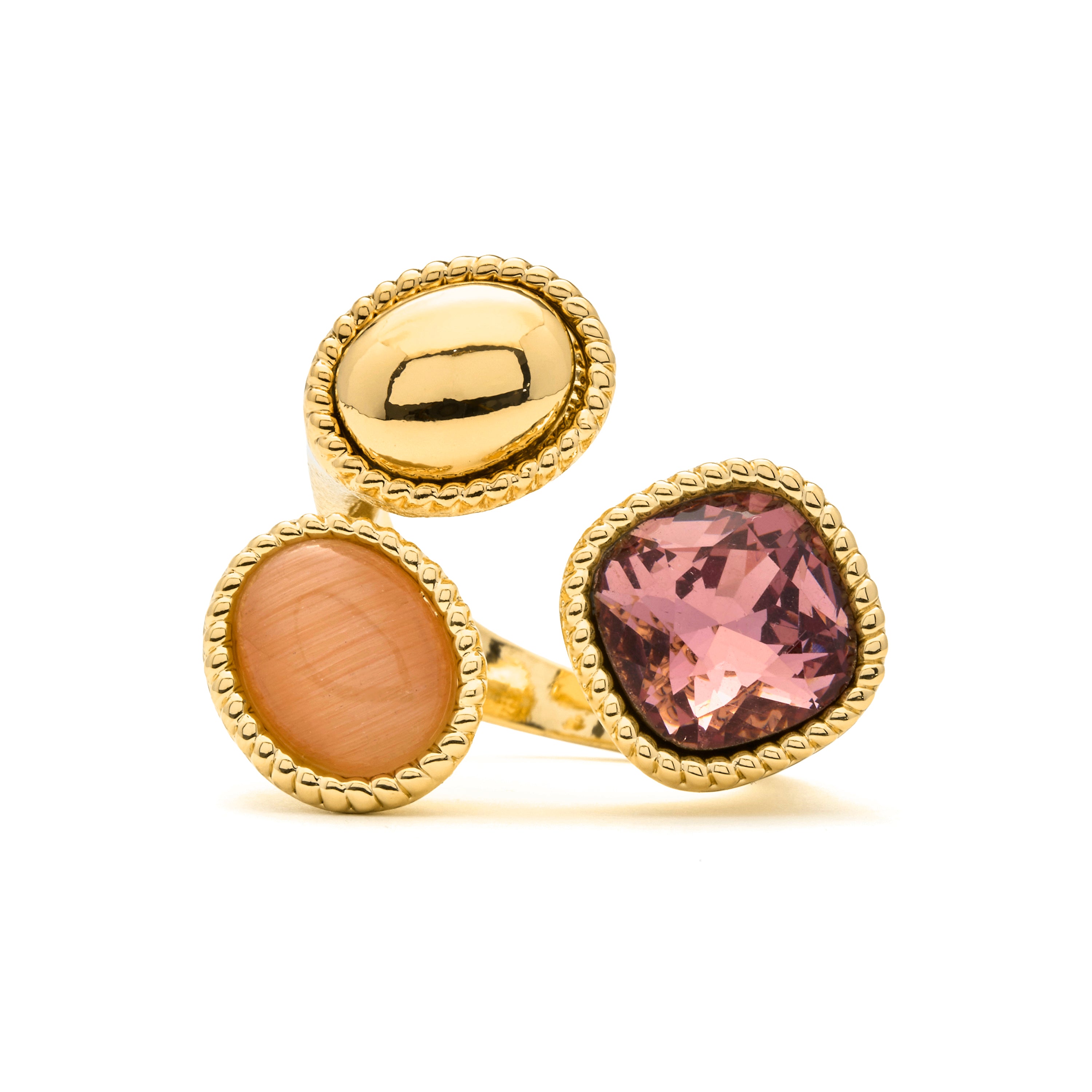 Multicolor Hydrothermal Quarzring mit 18k Gelbgold-Finish - Zalya