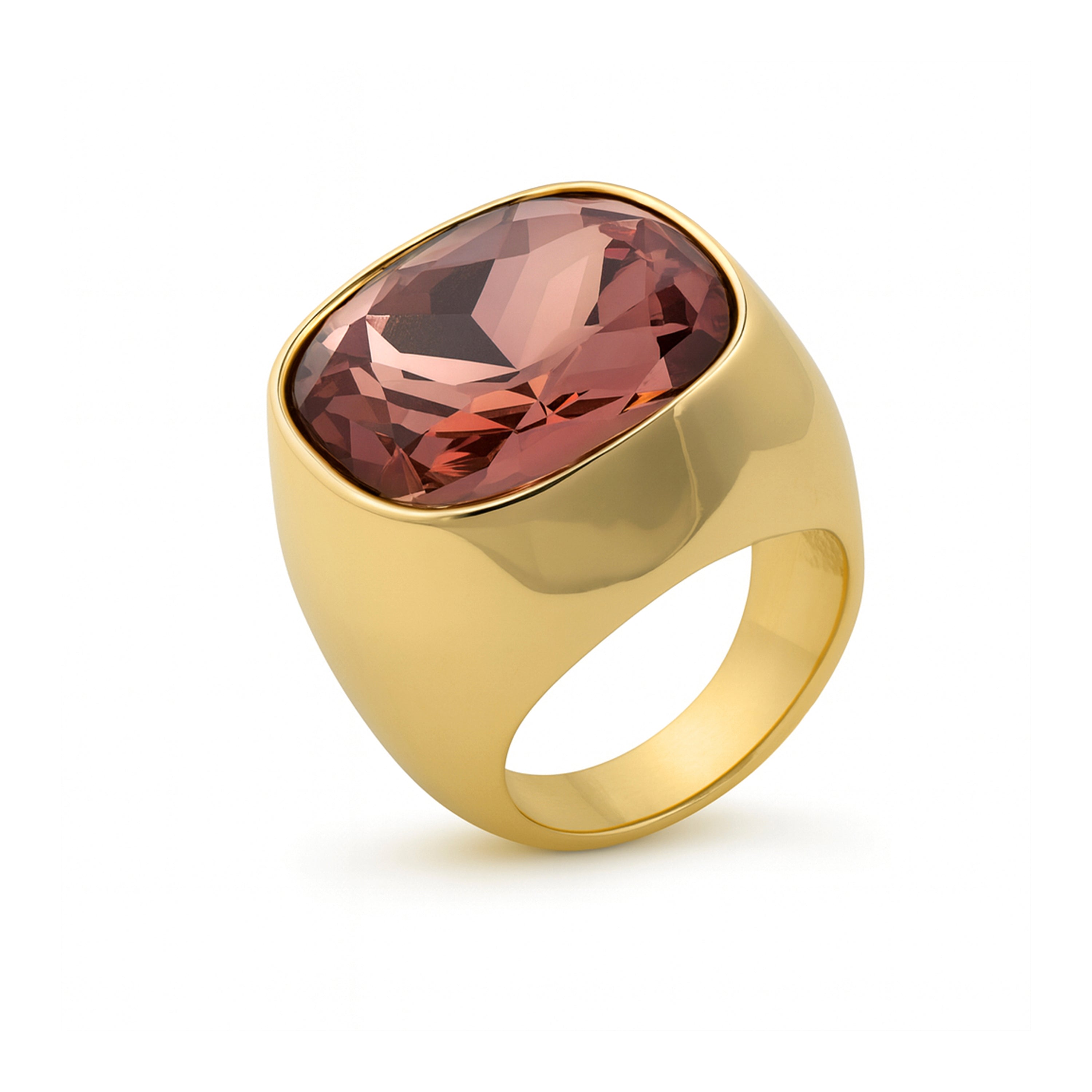 Anillo de Circonita Marrón acabado en oro amarillo 18k - Ashan