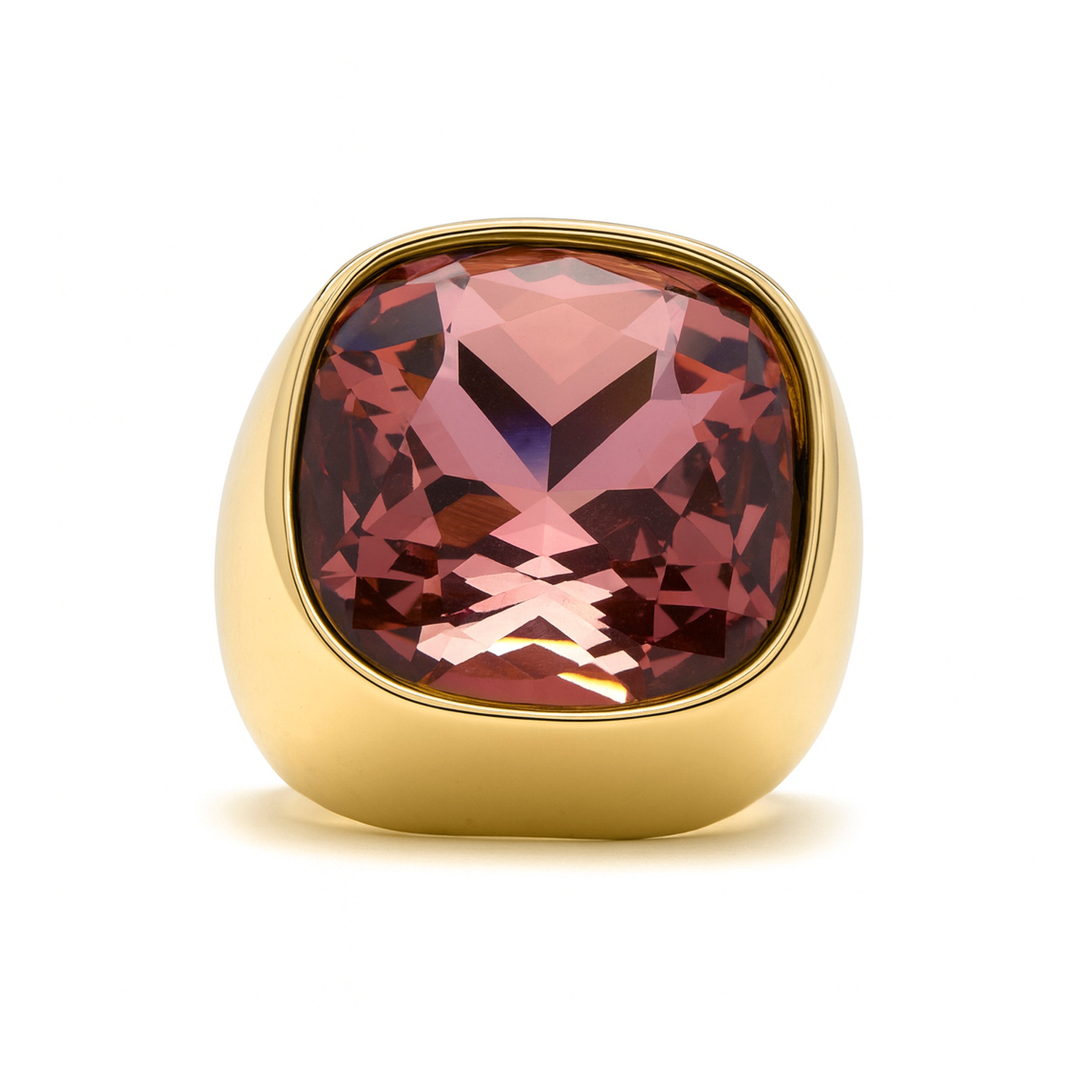 Brown Cubic Zirconia Ring finished in 18k yellow gold - Ashan