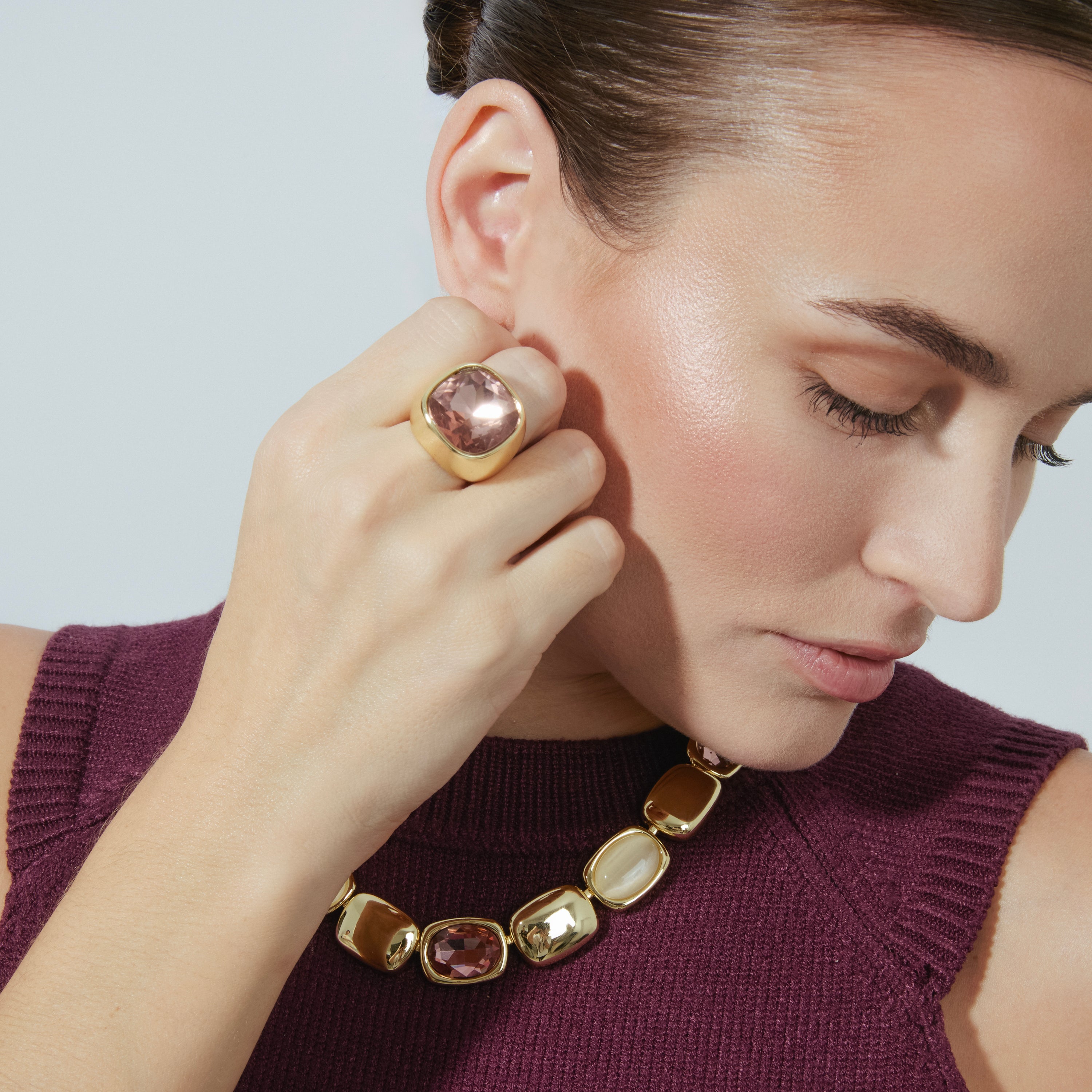 Anillo de Circonita Marrón acabado en oro amarillo 18k - Ashan