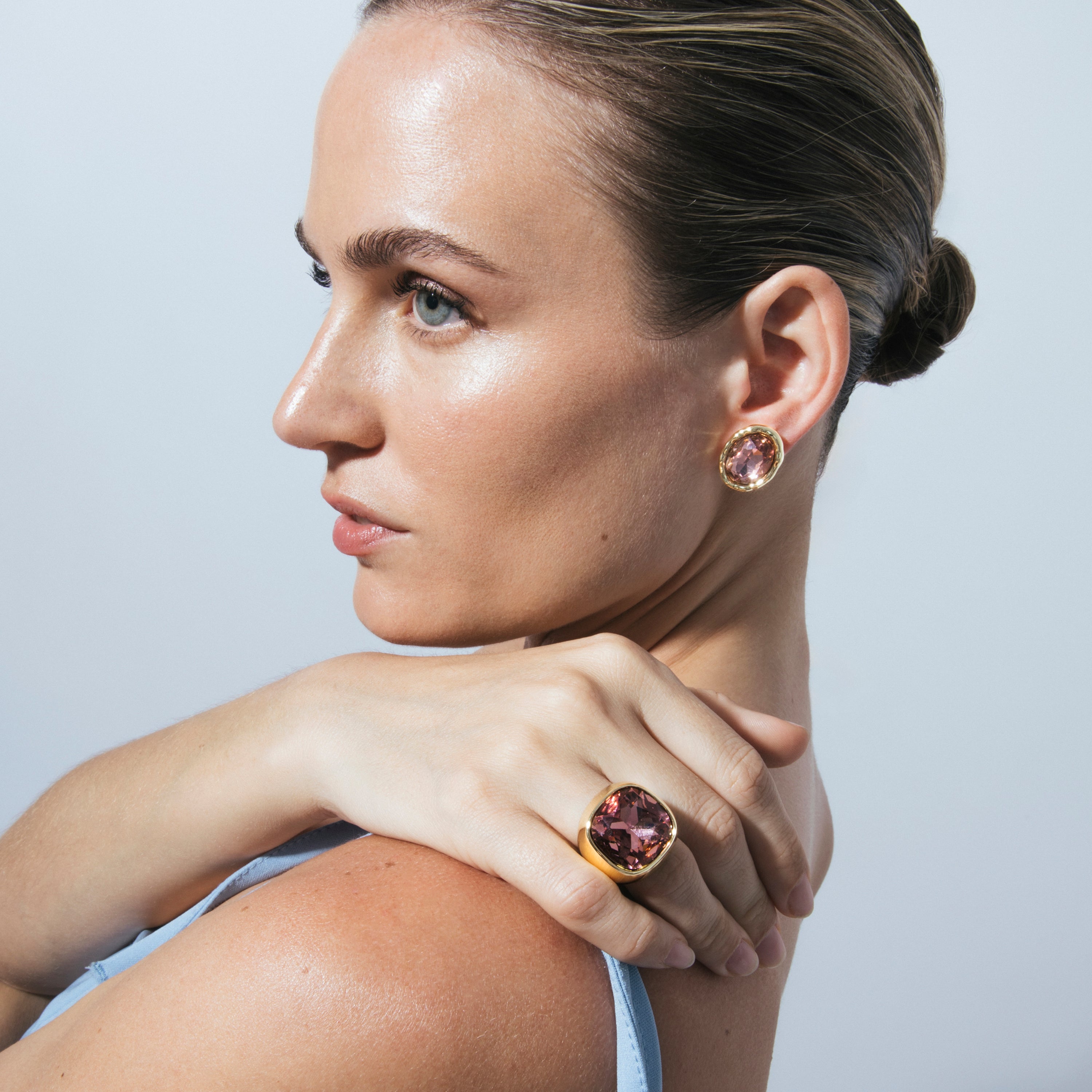 Brown Cubic Zirconia Ring finished in 18k yellow gold - Ashan