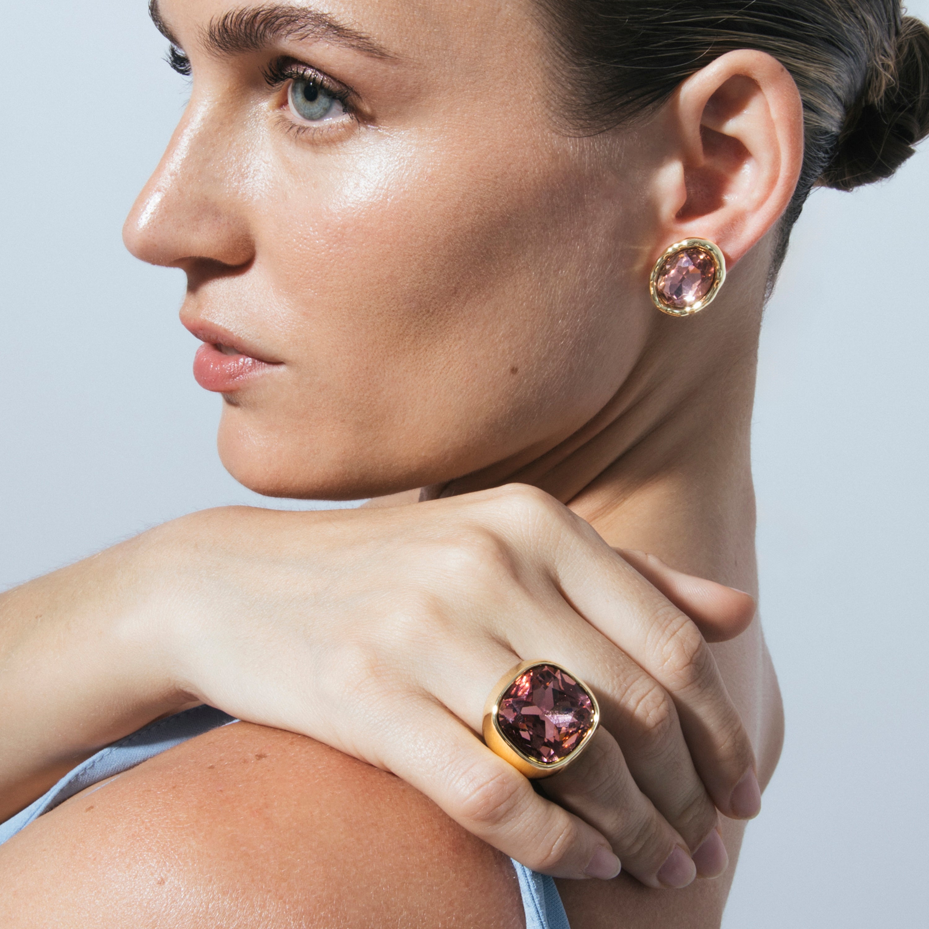 Brown Cubic Zirconia Ring finished in 18k yellow gold - Ashan