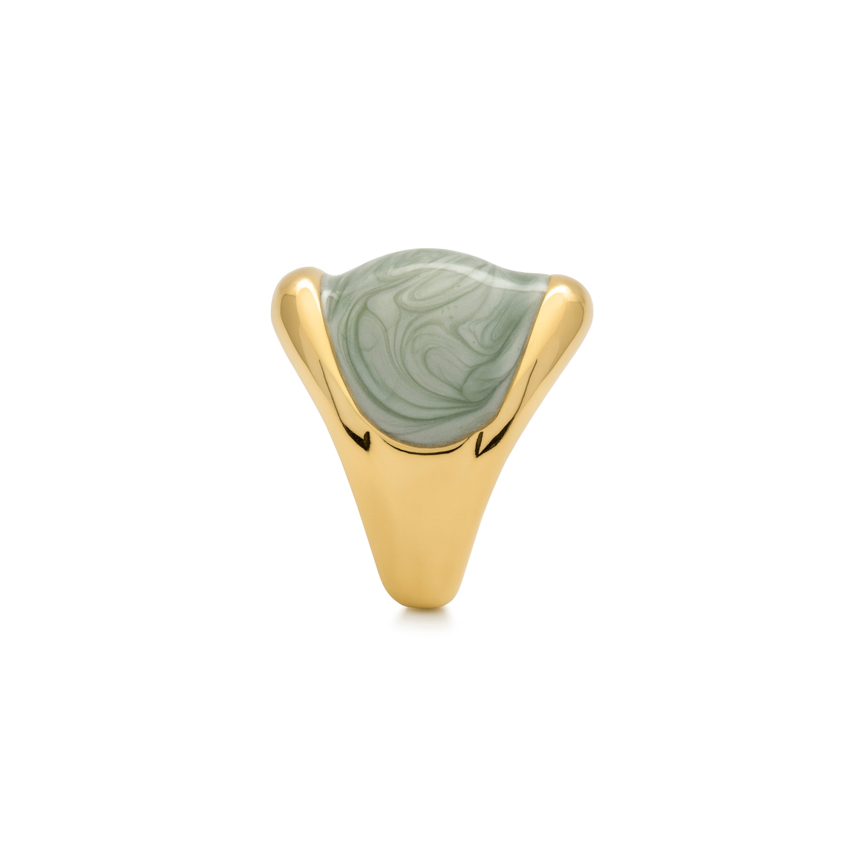 Bague en laque verte finition or jaune 18k - Sul