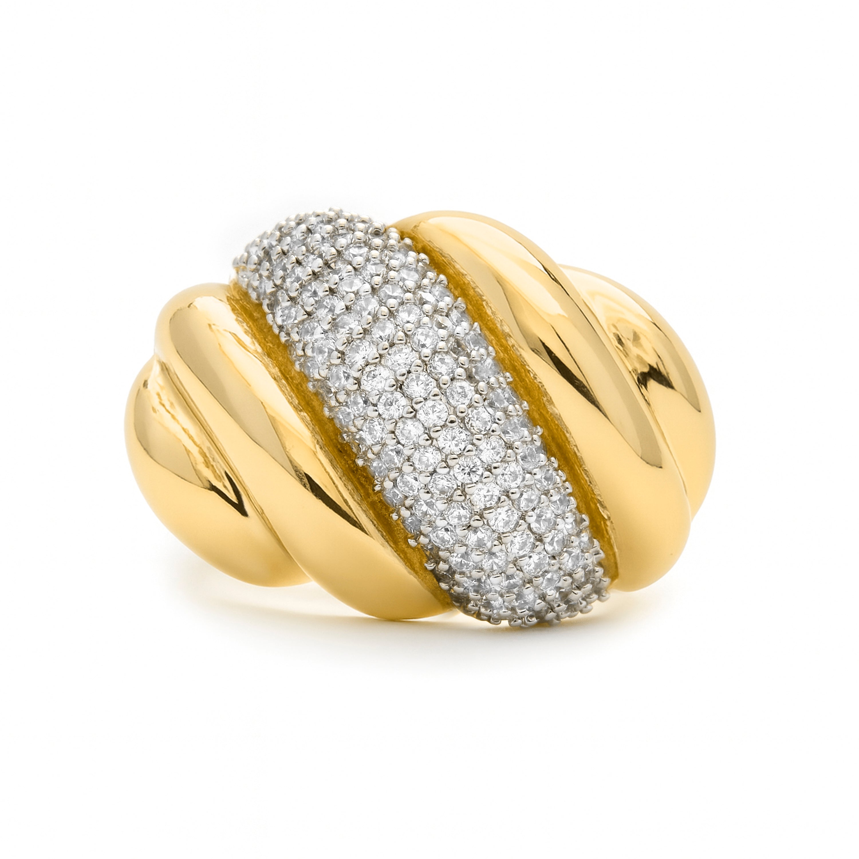 Brillanter Zirkonring mit 18k Gelbgold-Finish - Lyssi