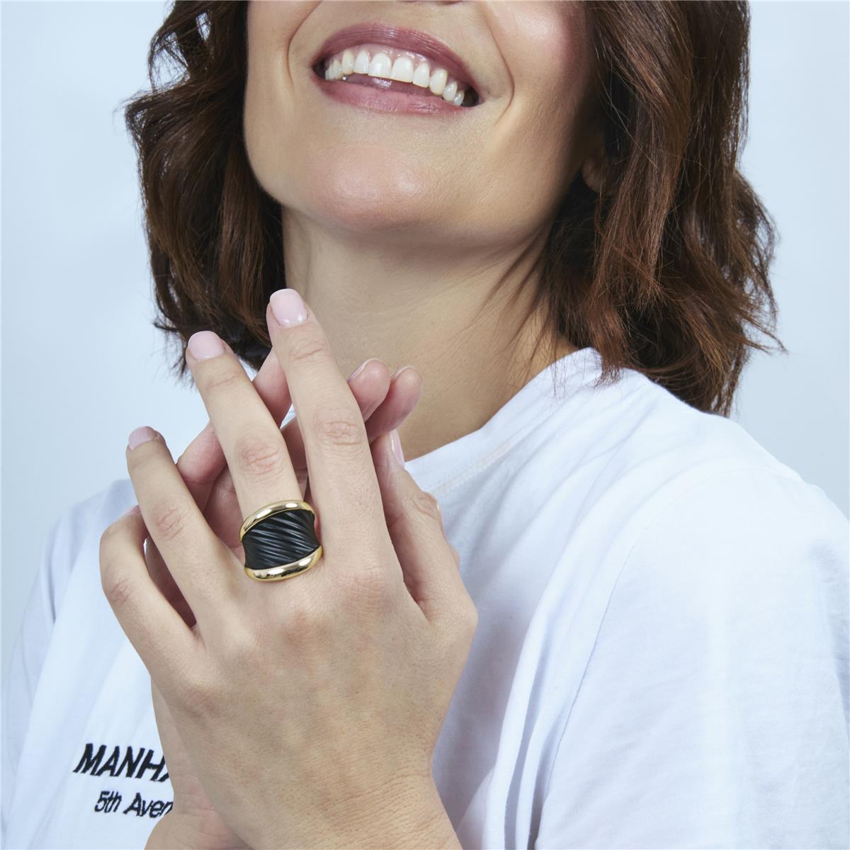 Brillanter Zirkonring mit 18k Gelbgold-Finish - Lyssi