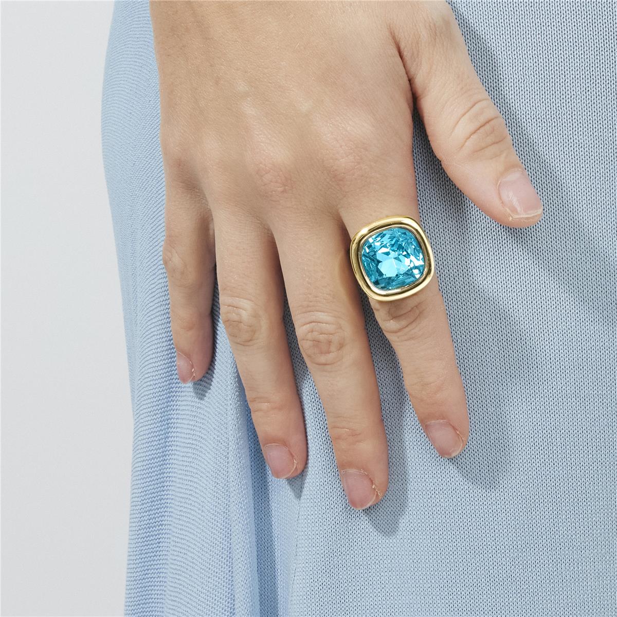 Anello finito in oro giallo 18k e Cristallo Blu - Cuako