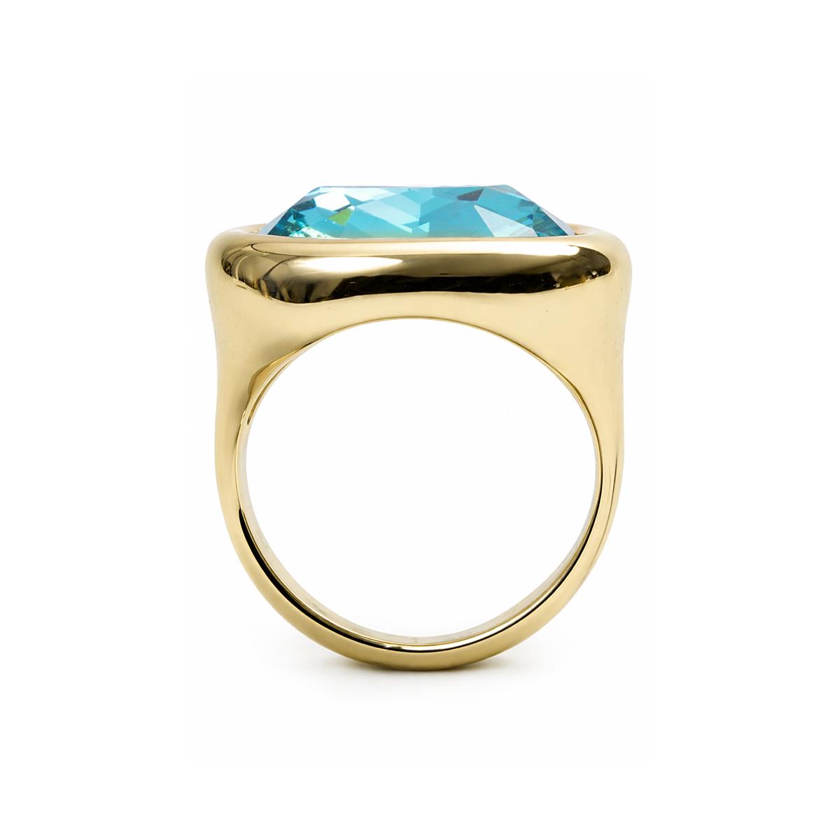 Anello finito in oro giallo 18k e Cristallo Blu - Cuako