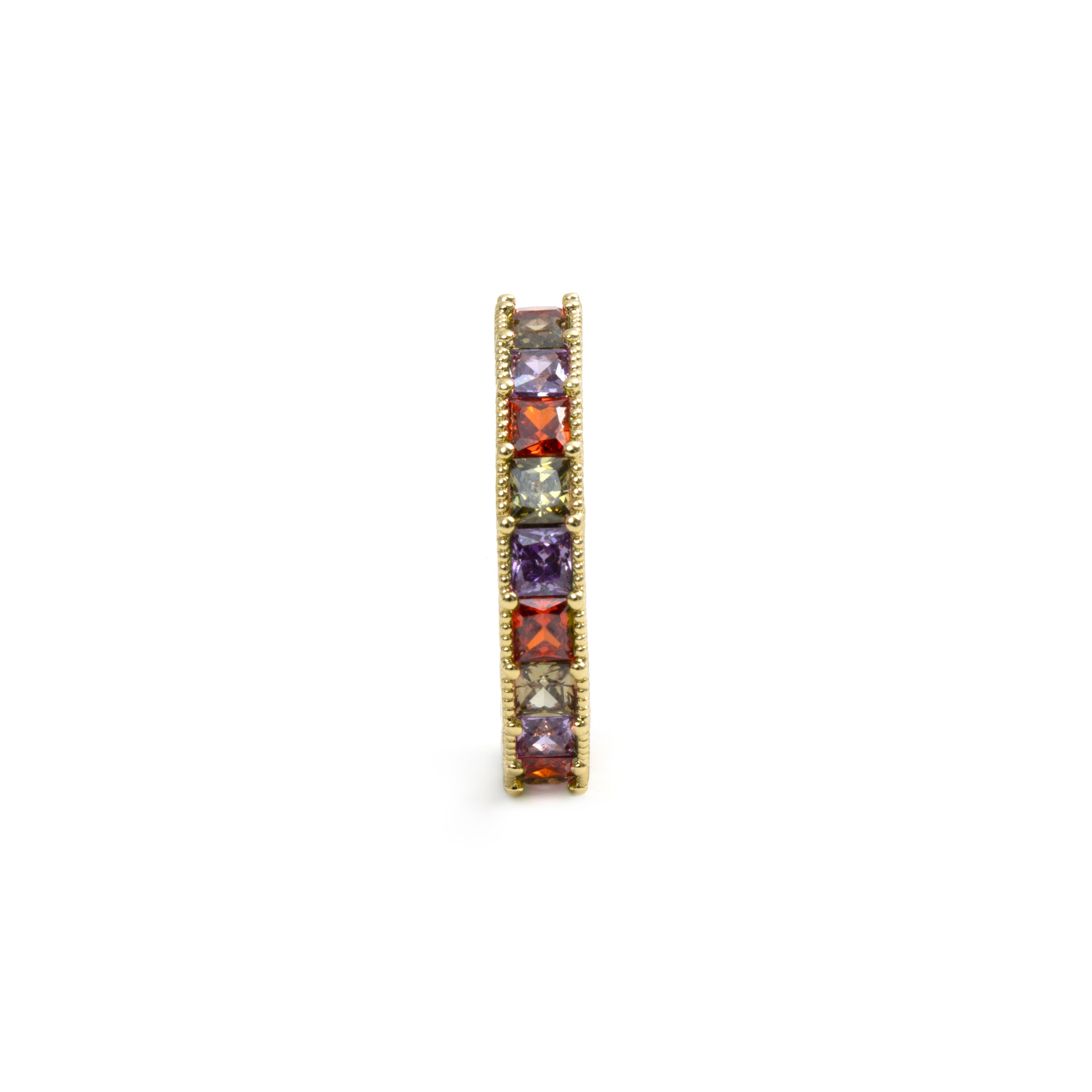 Bague en zircon multicolore finition or jaune 18 carats - Camilko