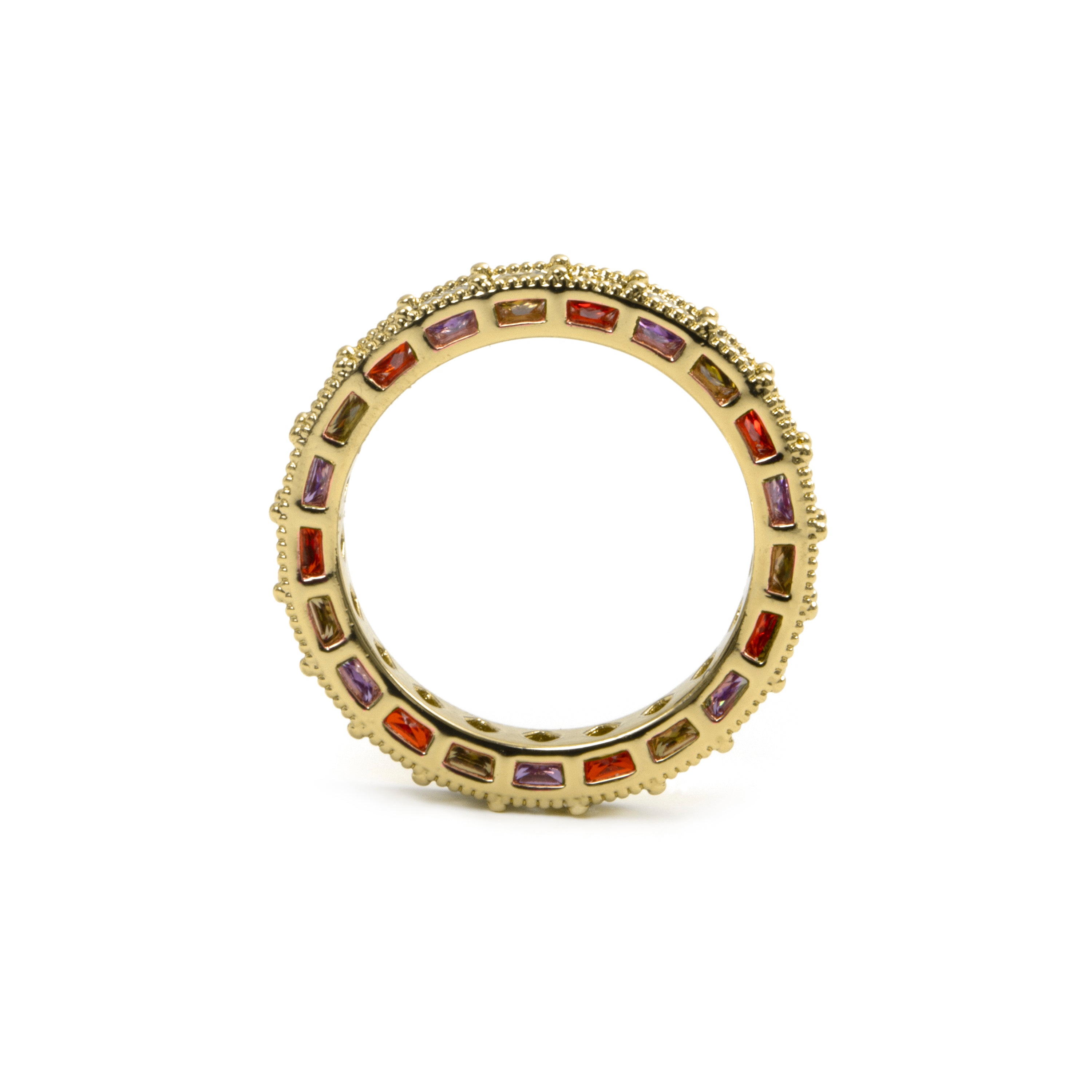 Bague en zircon multicolore finition or jaune 18 carats - Camilko