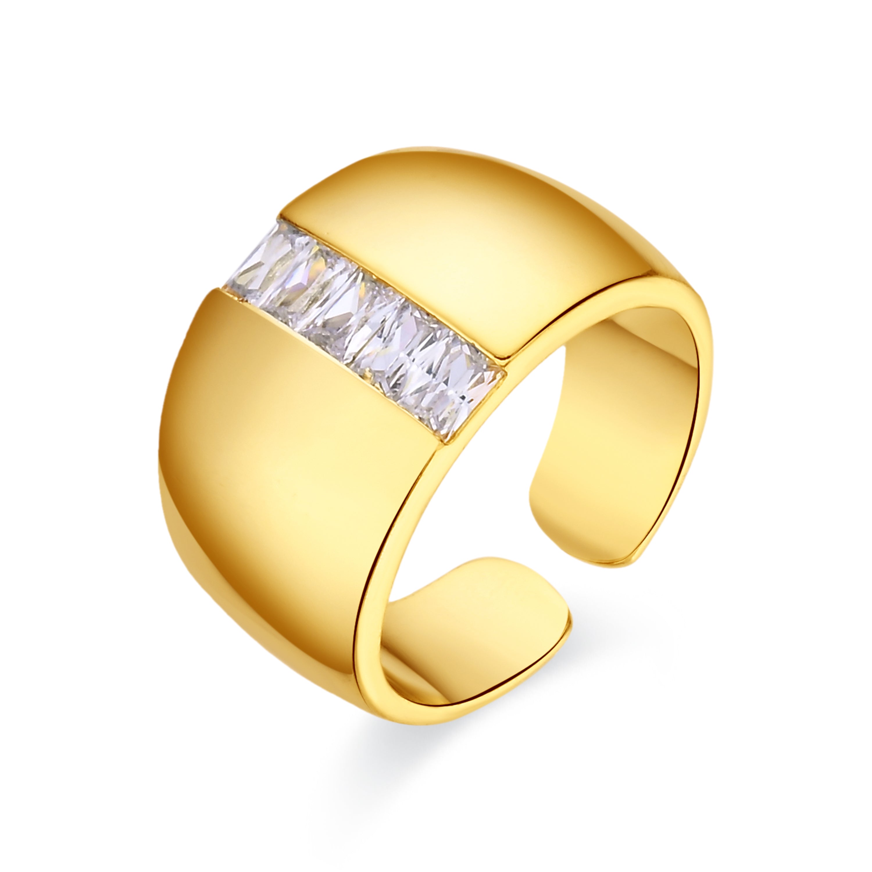Anel de Zircónia Brilhante com acabamento em ouro amarelo de 18k - Hiddon