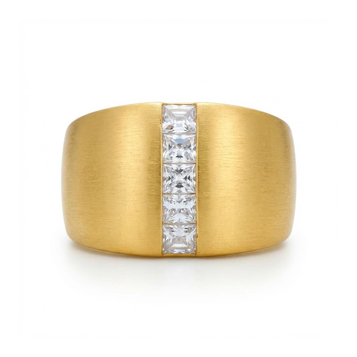 Bague en zircone brillante finition or jaune 18 carats - Hiddon