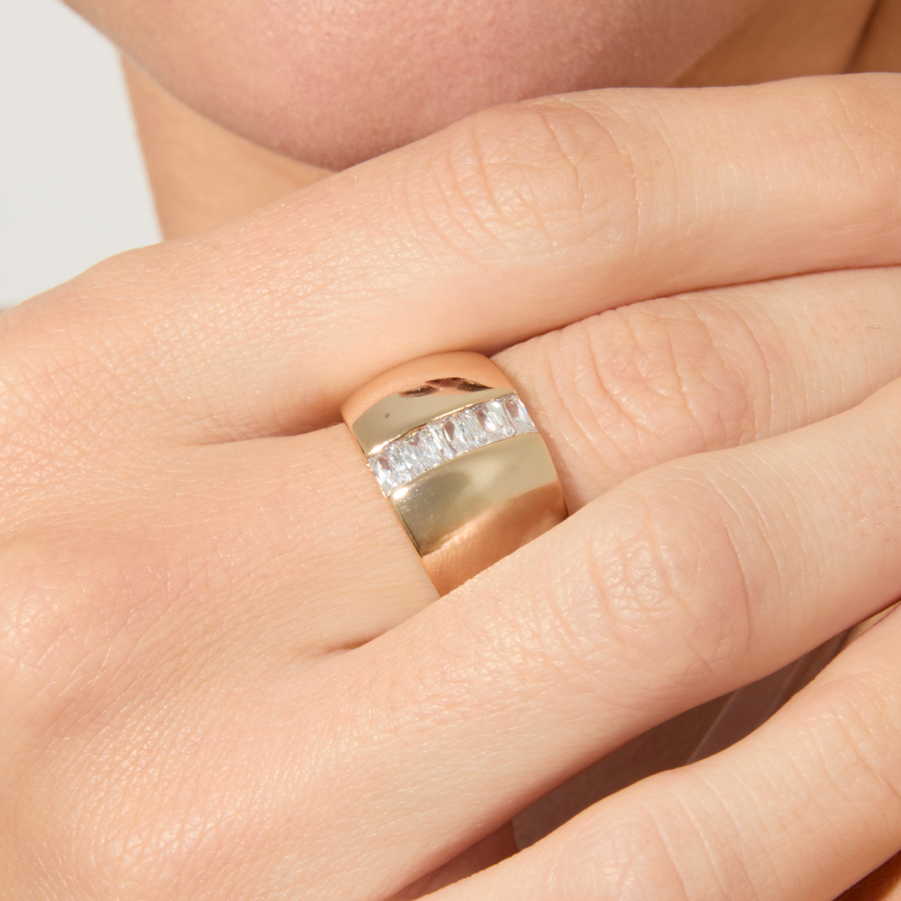 Bague en zircone brillante finition or jaune 18 carats - Hiddon