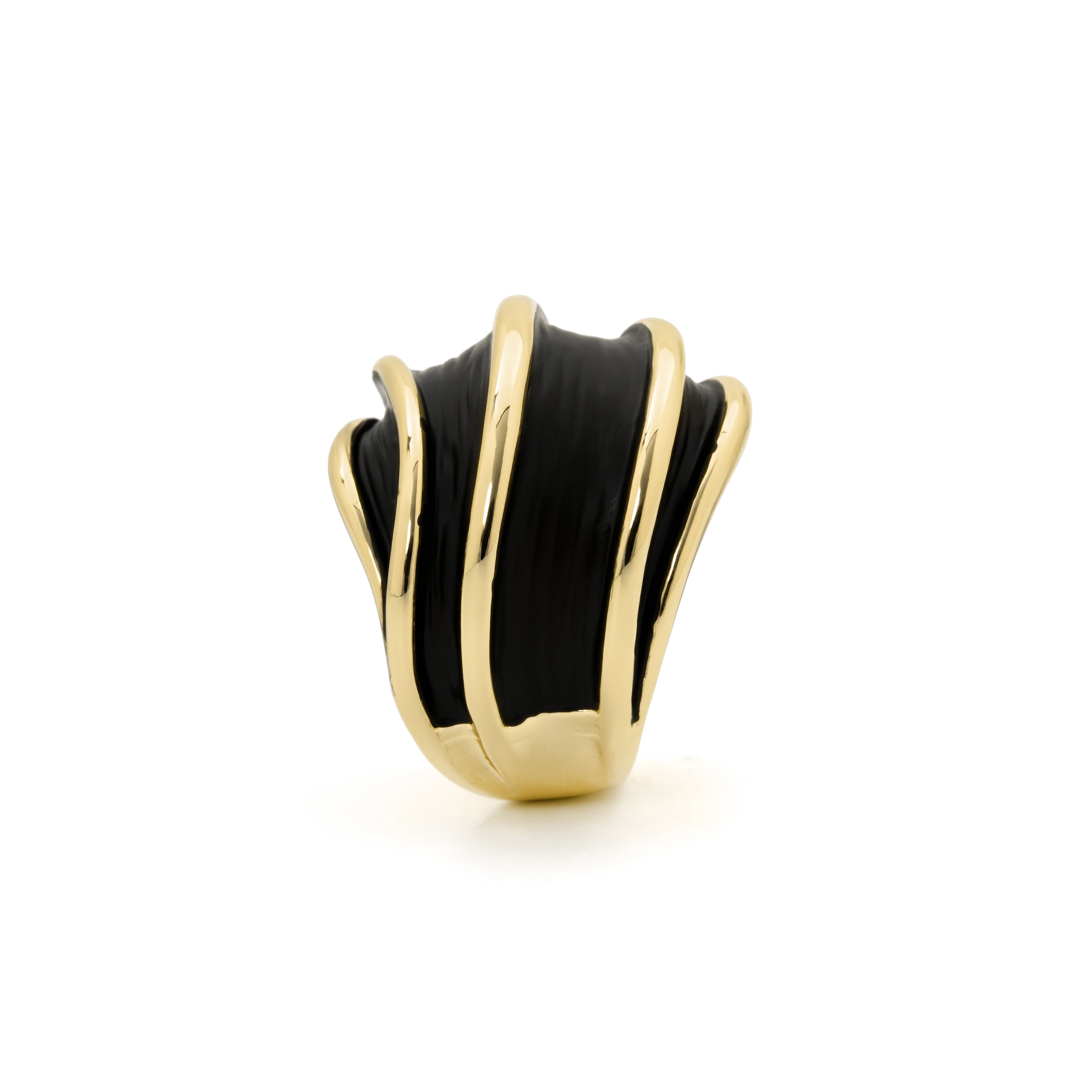 Anillo de Lacado Negro acabado en oro amarillo de 18k - Kard