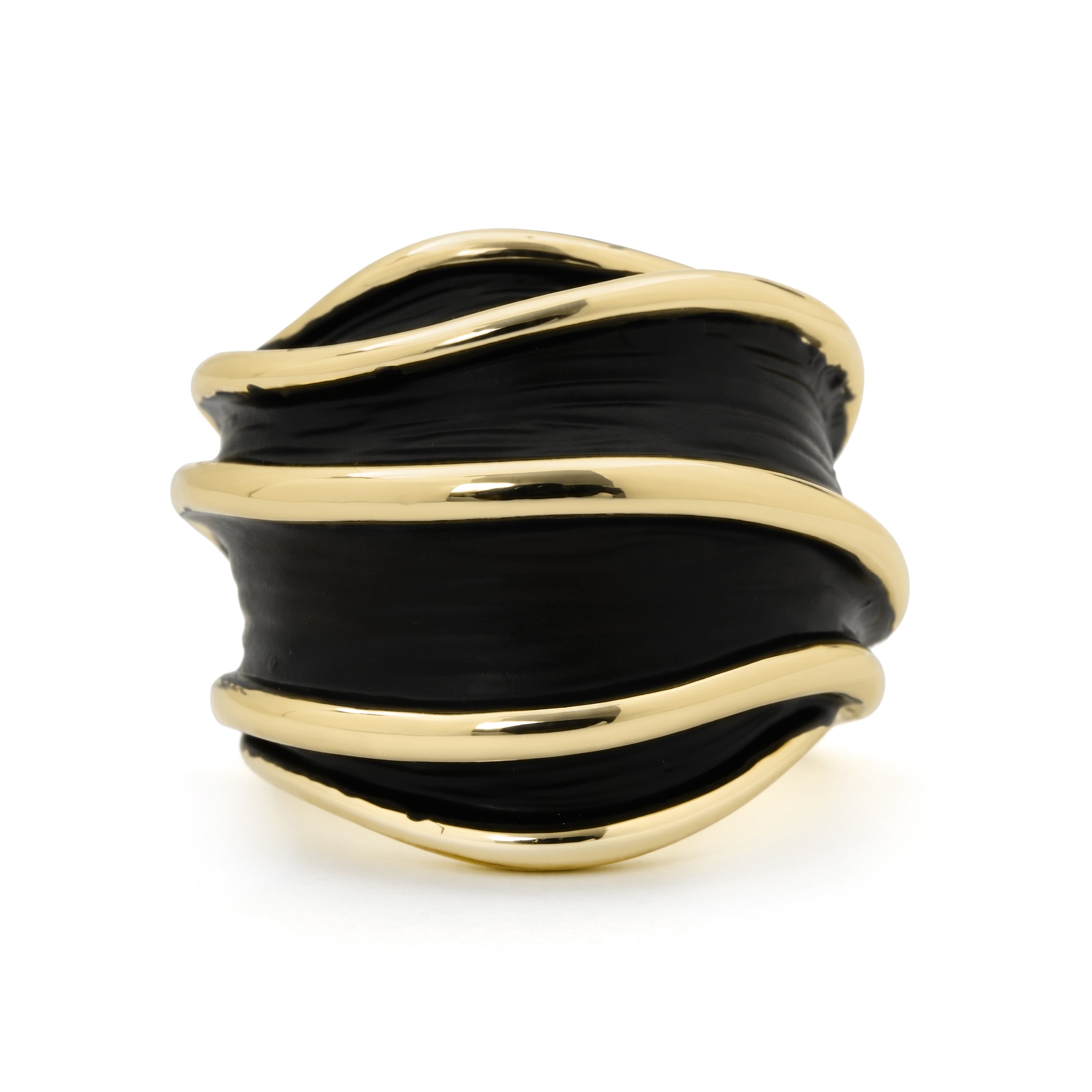 Anillo de Lacado Negro acabado en oro amarillo de 18k - Kard