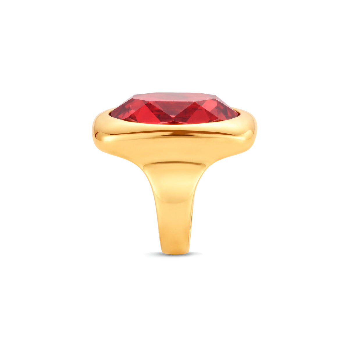 Anello in cristallo rosso con finitura in oro giallo 18 carati - Sisro