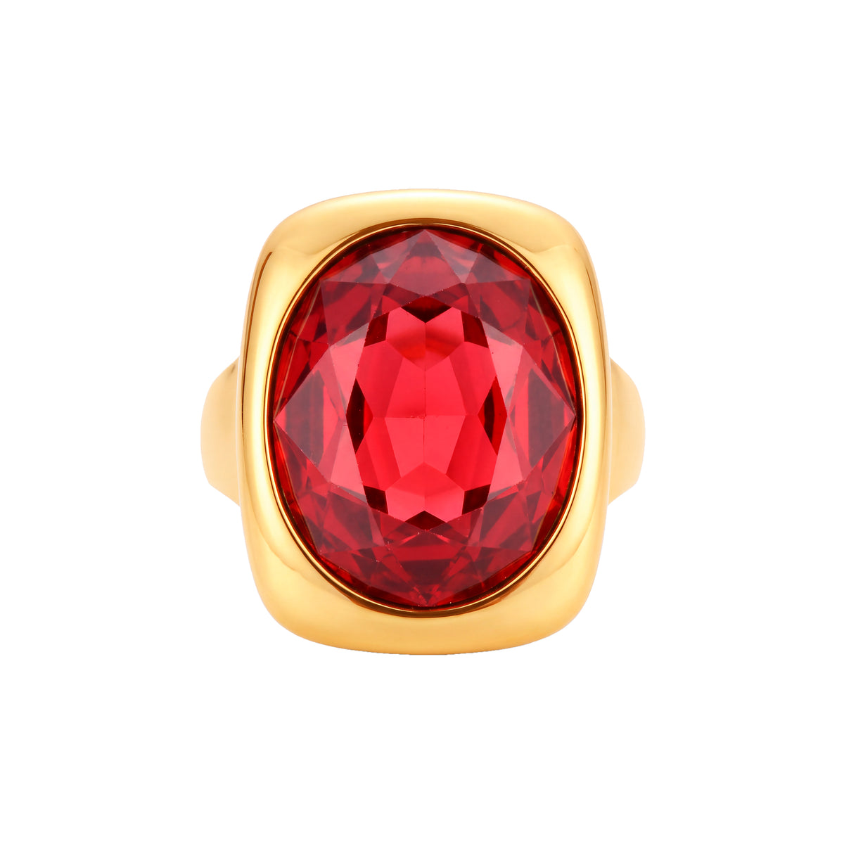 Anello in cristallo rosso con finitura in oro giallo 18 carati - Sisro
