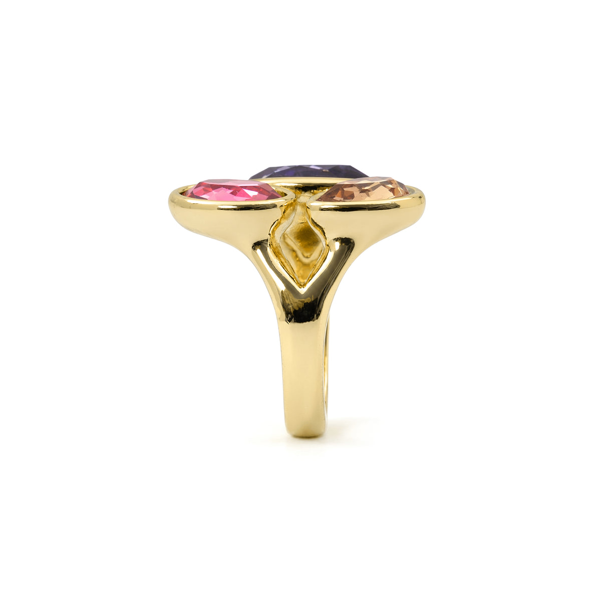 Anillo de Cristal Multicolor acabado en oro amarillo de 18k - Moodab