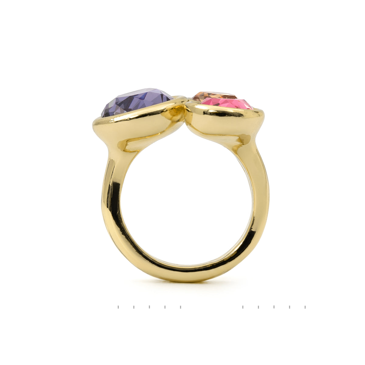 Anillo de Cristal Multicolor acabado en oro amarillo de 18k - Moodab