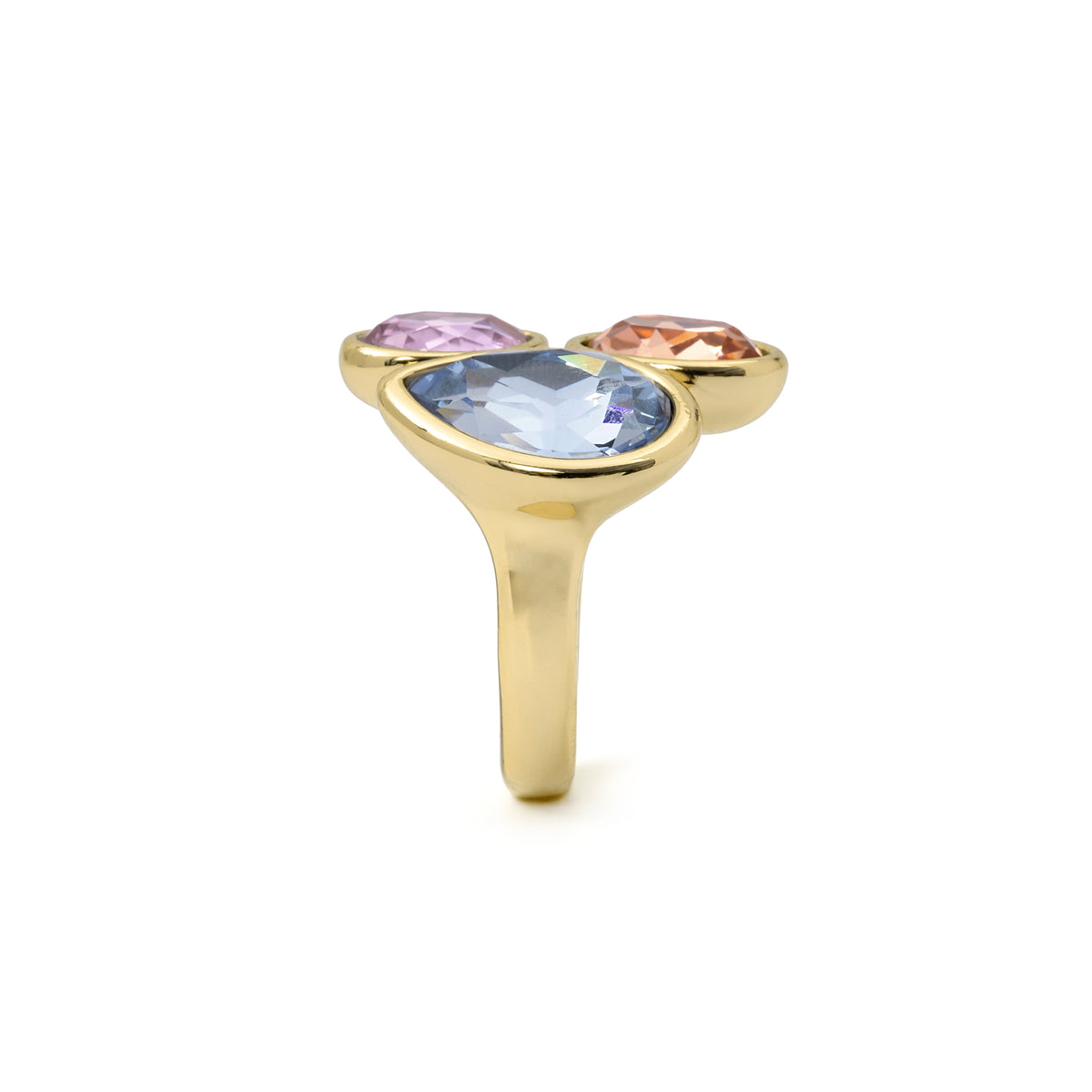 Anillo de Cristal Multicolor acabado en oro amarillo de 18k - Moodab