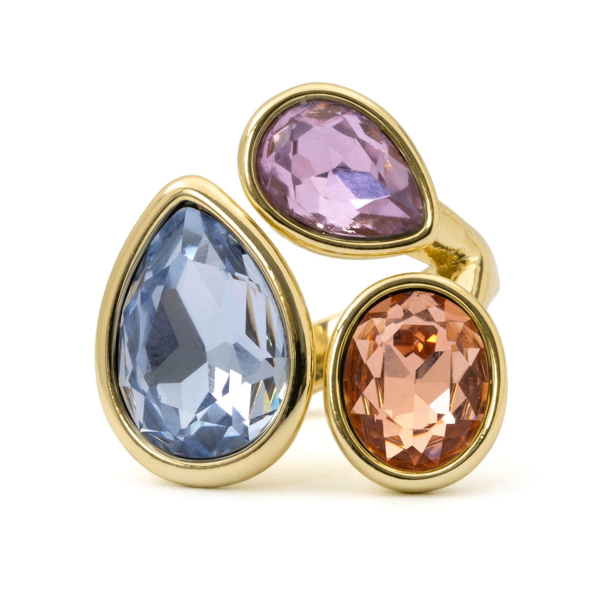 Anillo de Cristal Multicolor acabado en oro amarillo de 18k - Moodab