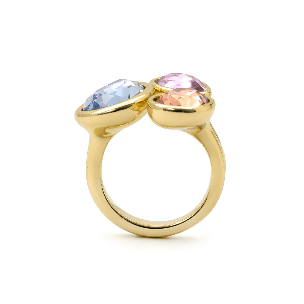 Anillo de Cristal Multicolor acabado en oro amarillo de 18k - Moodab