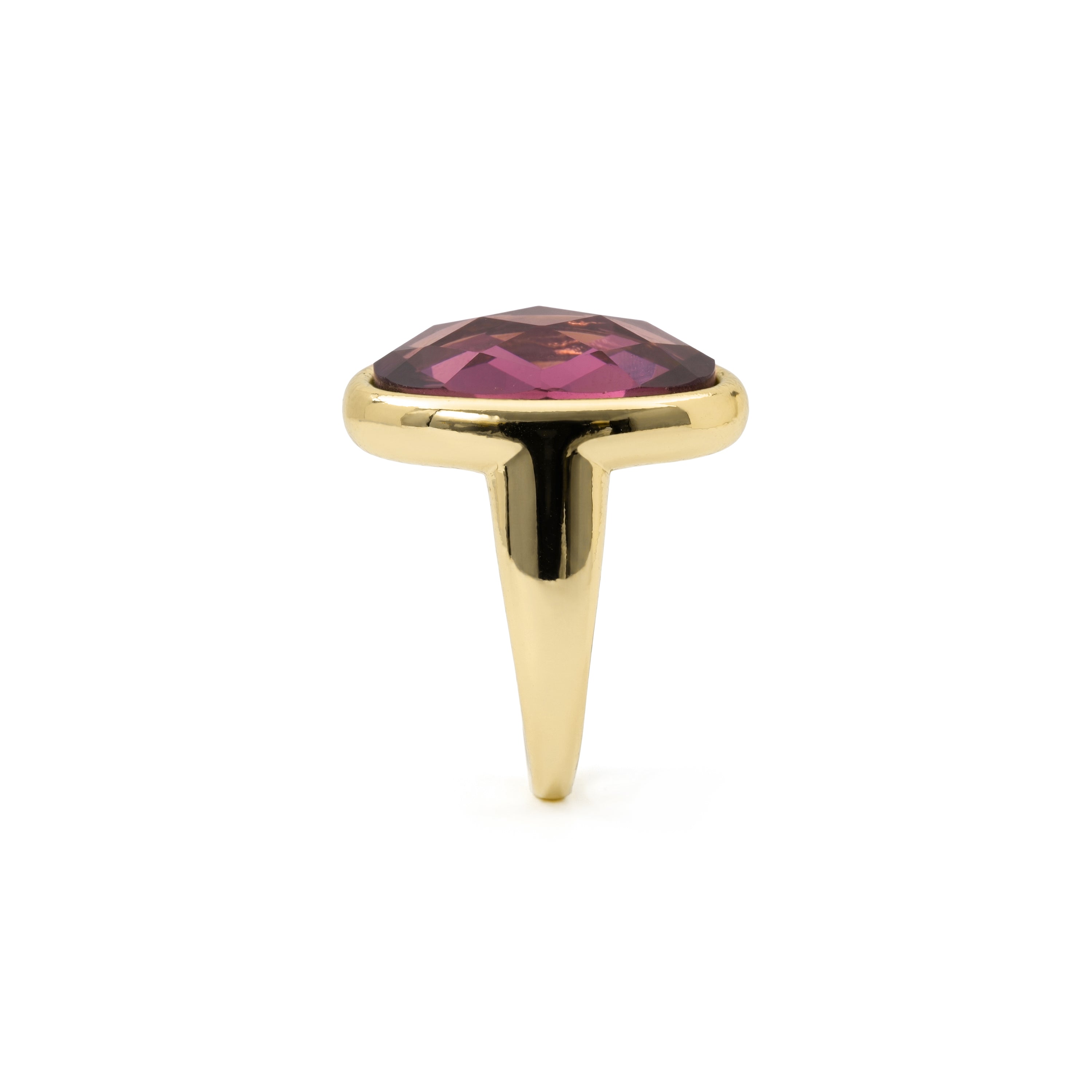 Anillo de Cristal Morado acabado en oro amarillo de 18k - Rimya