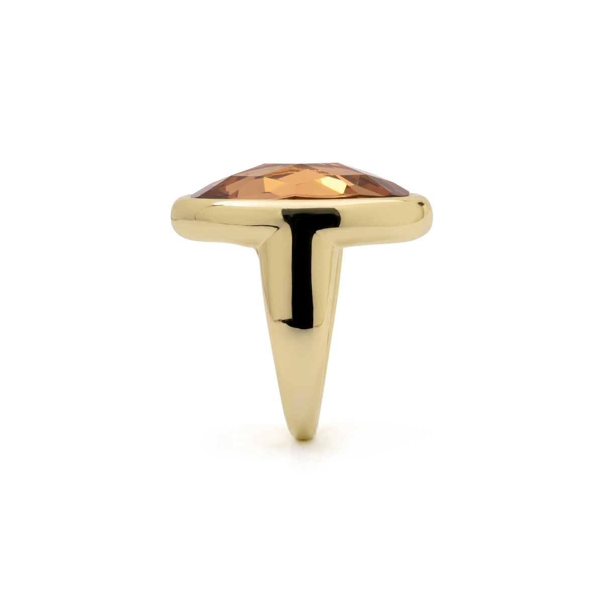 Bague en cristal champagne plaquée or jaune 18 carats - Rimya