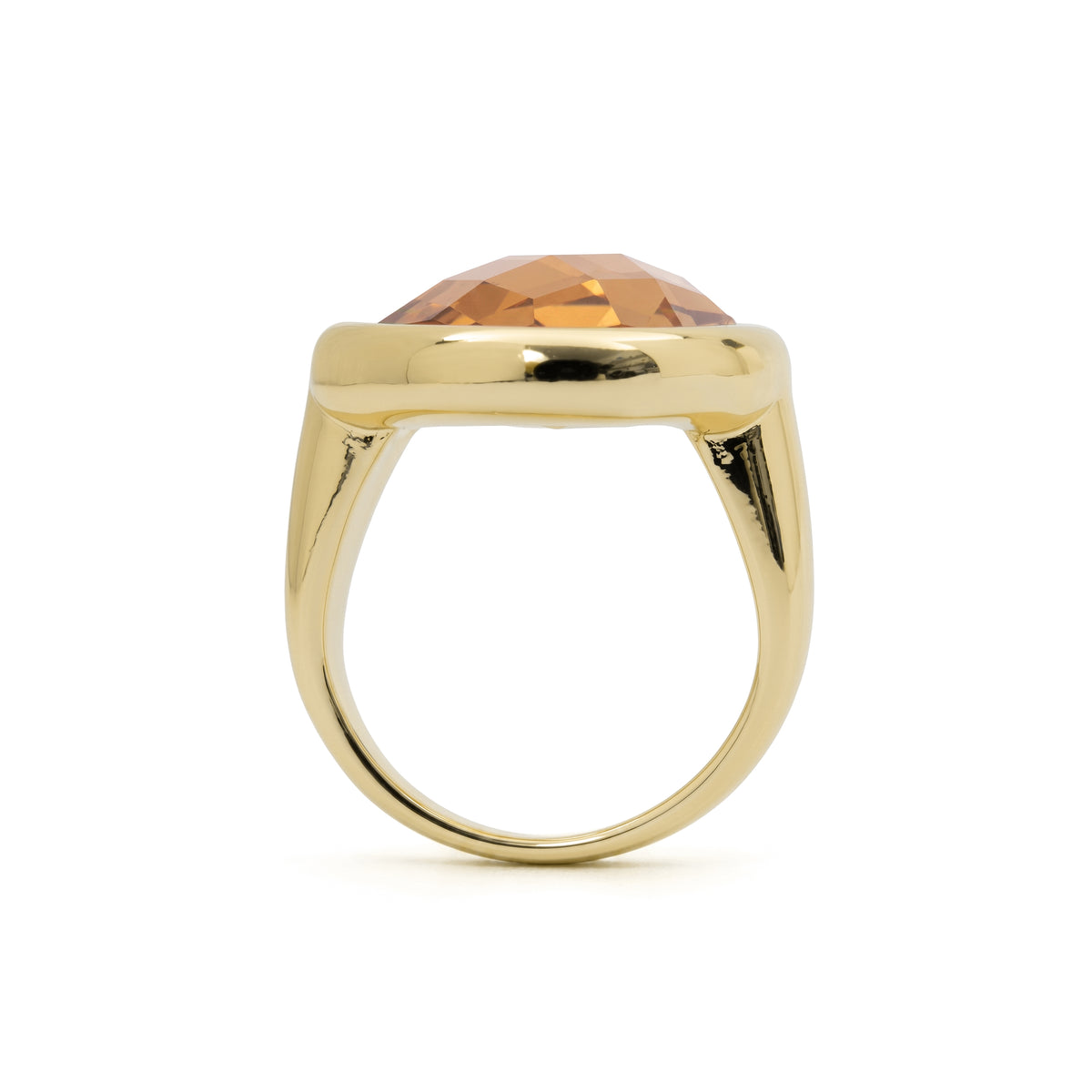 Bague en cristal champagne plaquée or jaune 18 carats - Rimya