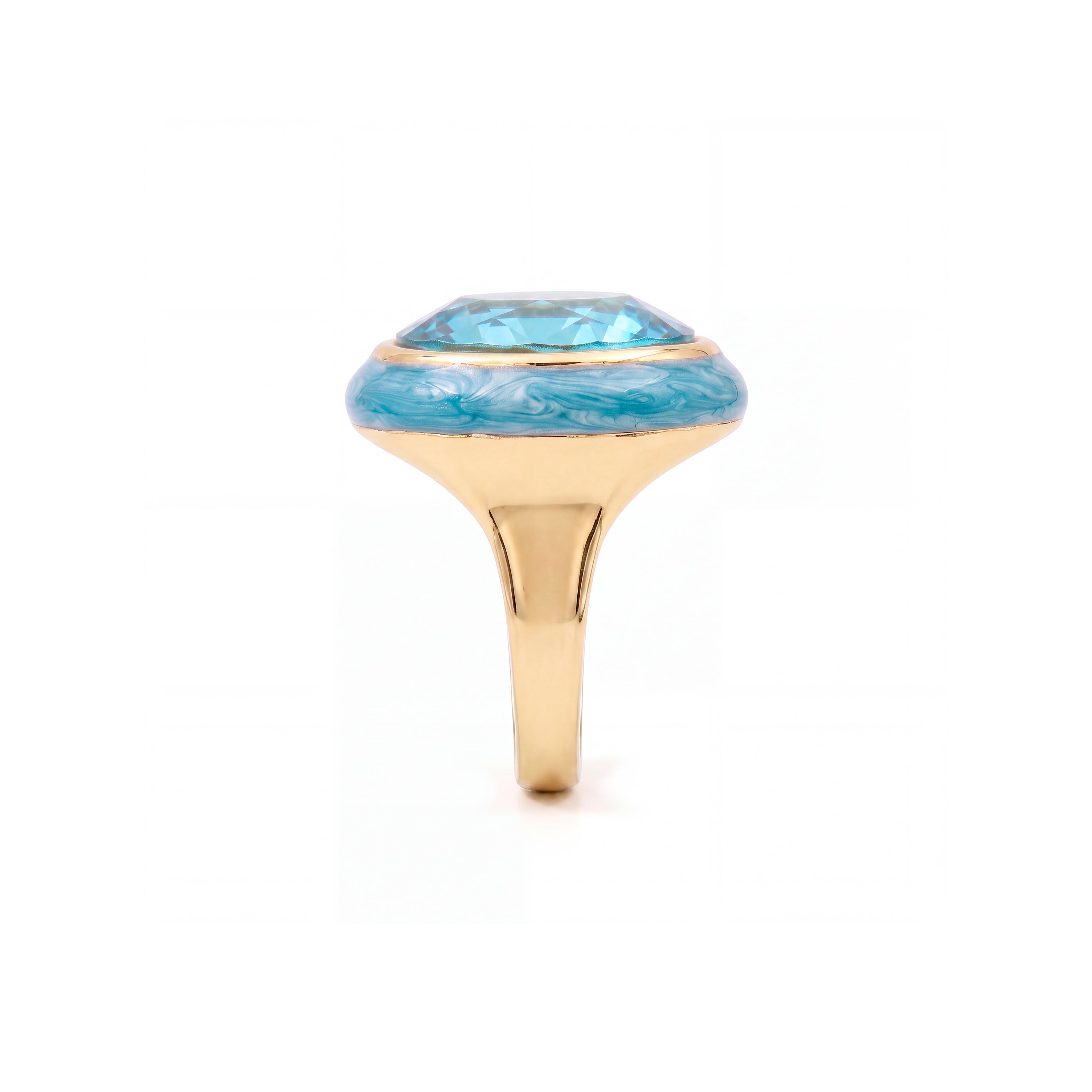 Blue crystal ring with an 18k yellow gold finish - Krimley