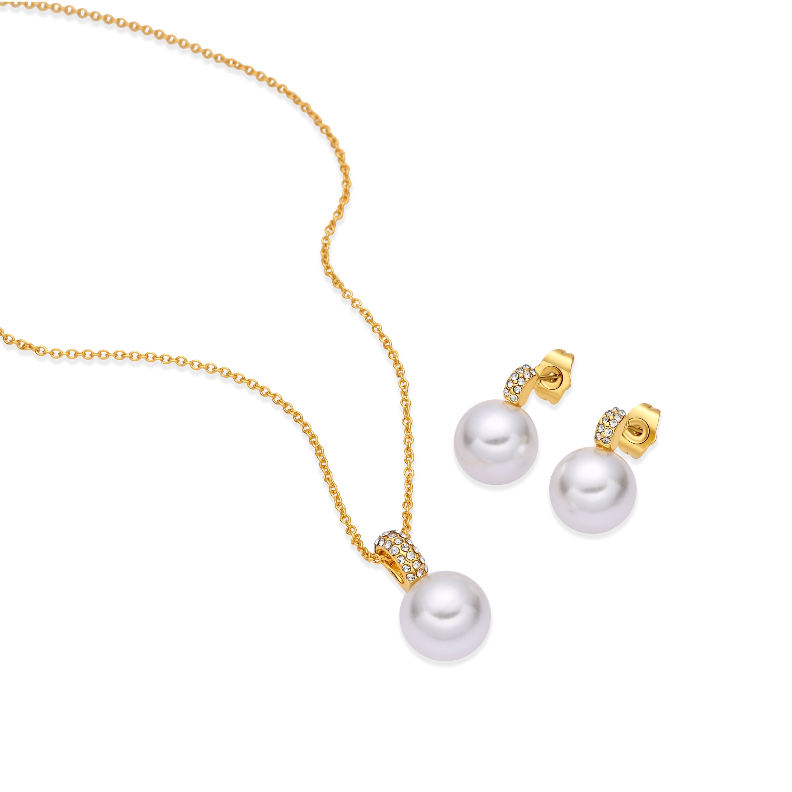 Conjuntos de Aleación de Metal y Perla Blanca acabado en oro amarillo de 18k - Zurglad