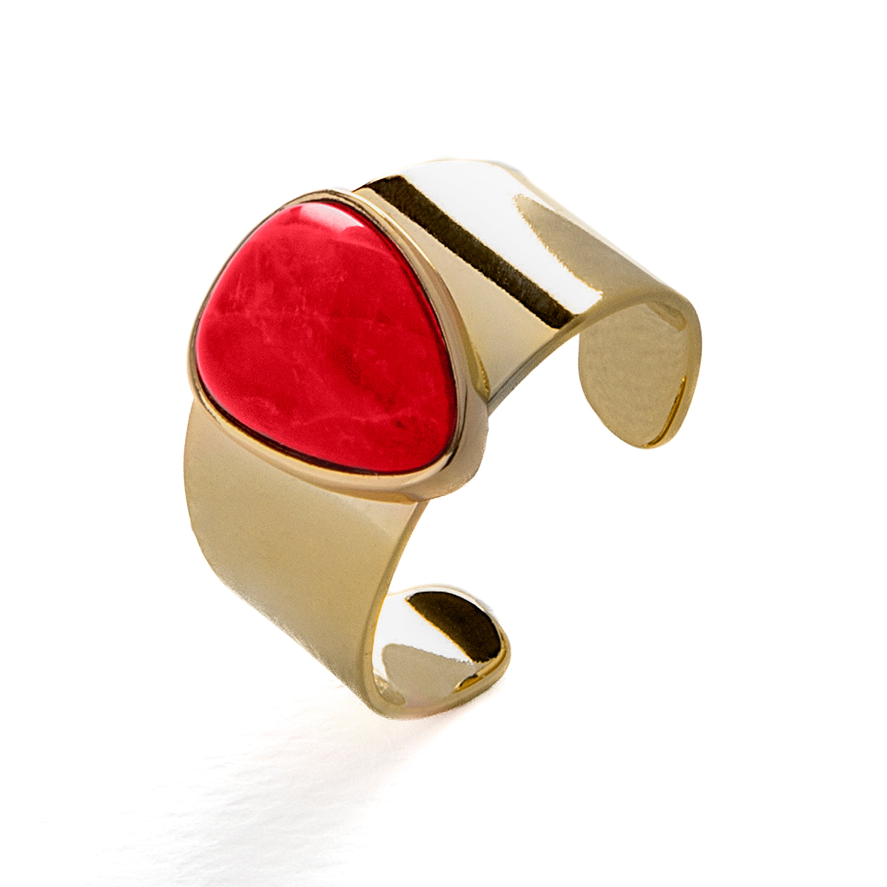Anello in corallo finito in oro giallo 18K - Sheak
