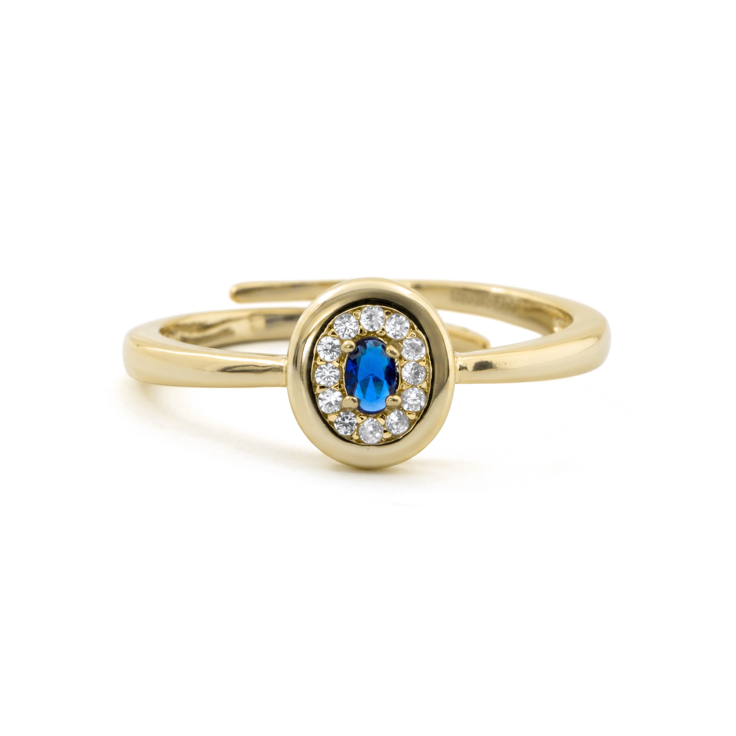 Anillo de Circonita Zafiro acabado en oro amarillo de 18k - Sahspu