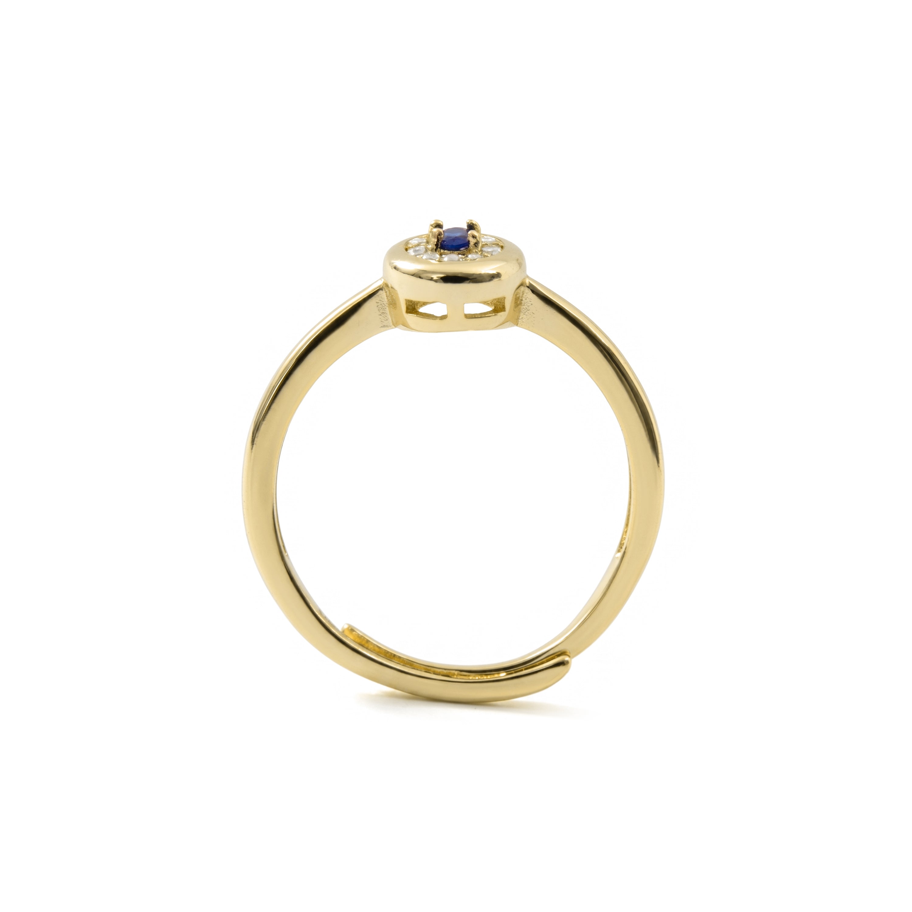 Anillo de Circonita Zafiro acabado en oro amarillo de 18k - Sahspu