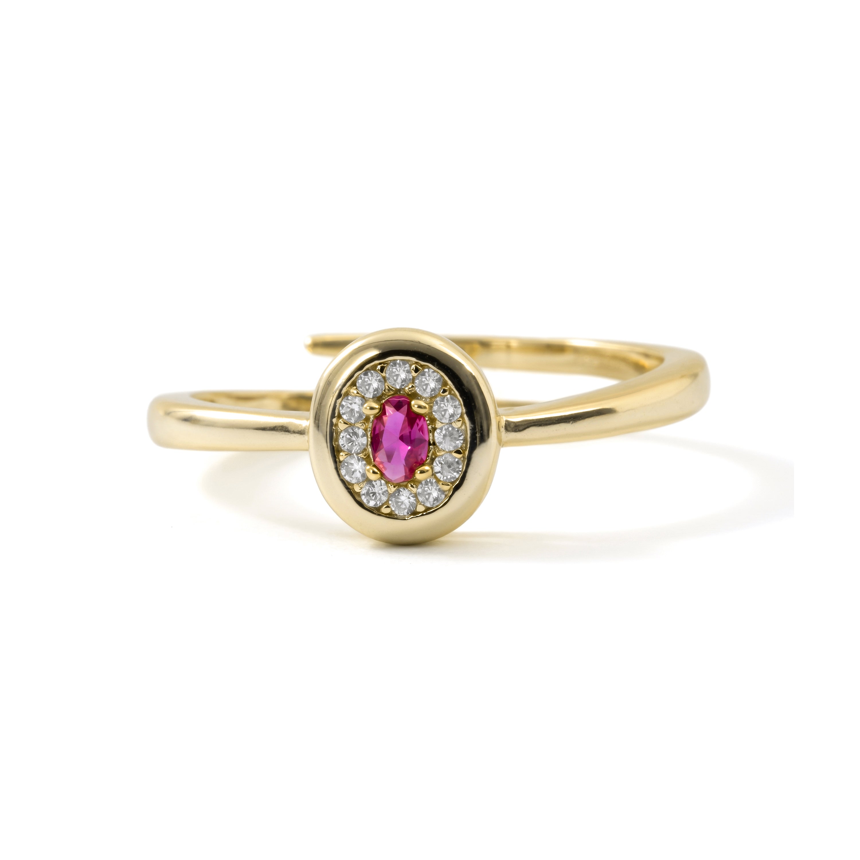 Anillo de Circonita Rubí acabado en oro amarillo de 18k - Sahspu