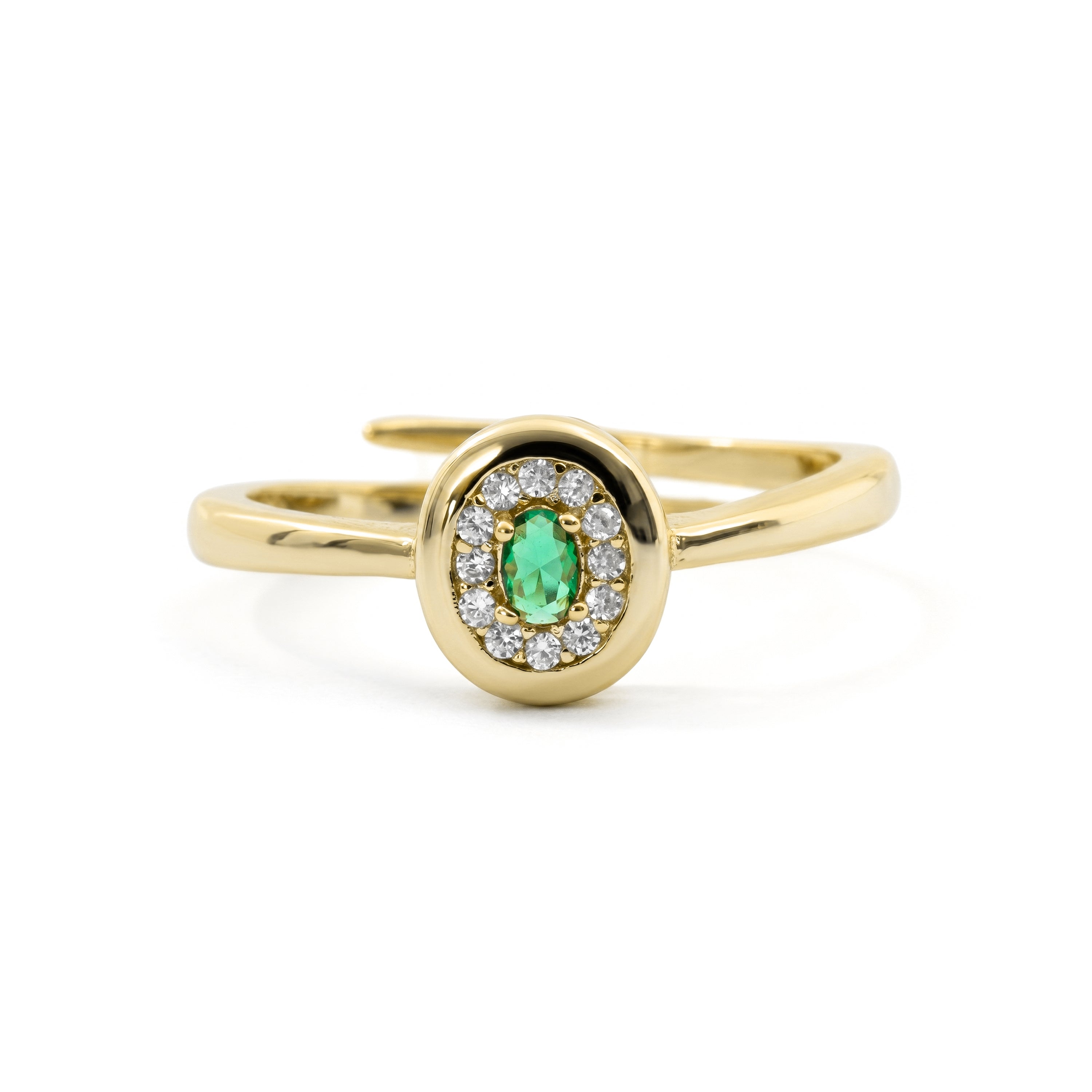 Anillo de Circonita Esmeralda acabado en oro amarillo de 18k - Sahspu