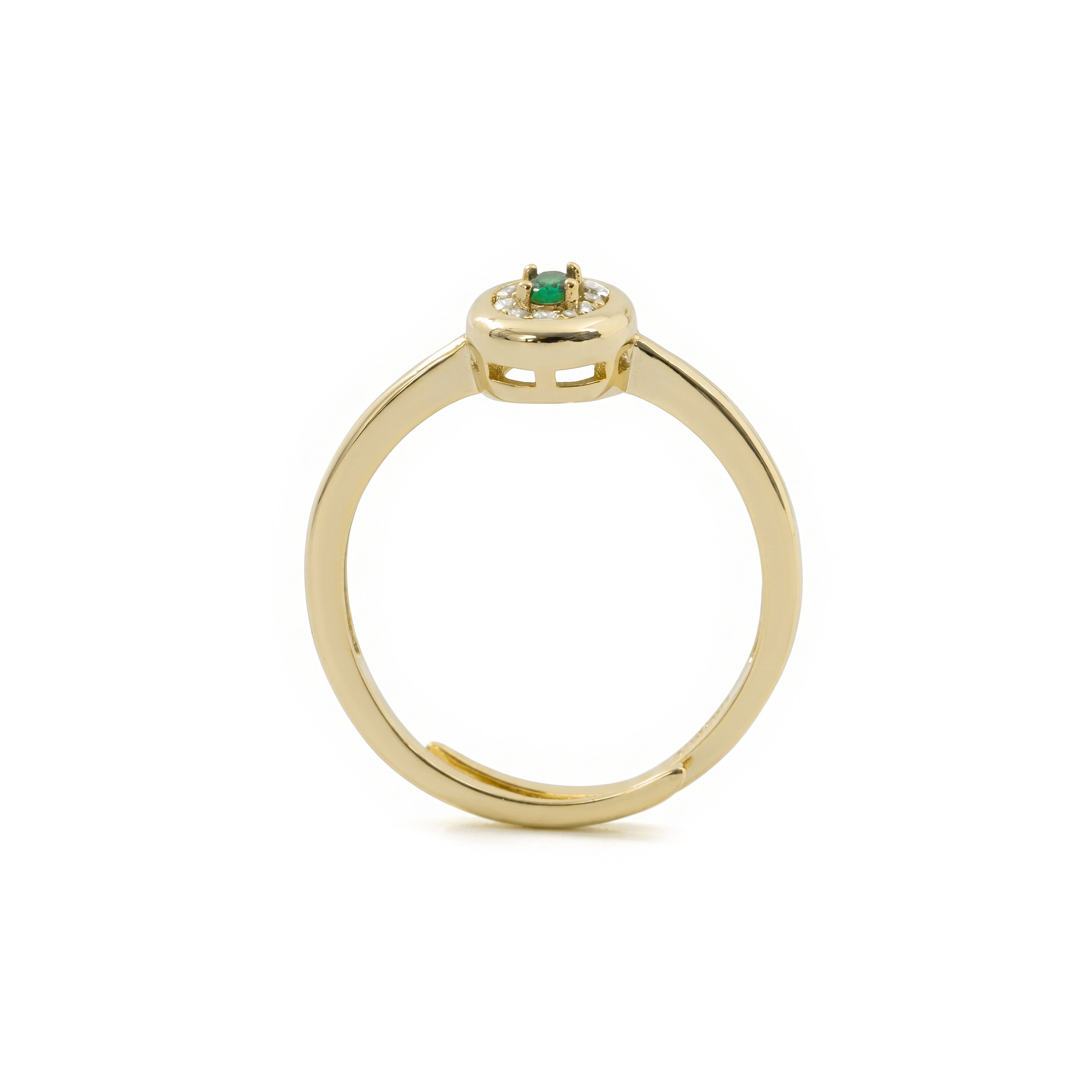 Anillo de Circonita Esmeralda acabado en oro amarillo de 18k - Sahspu