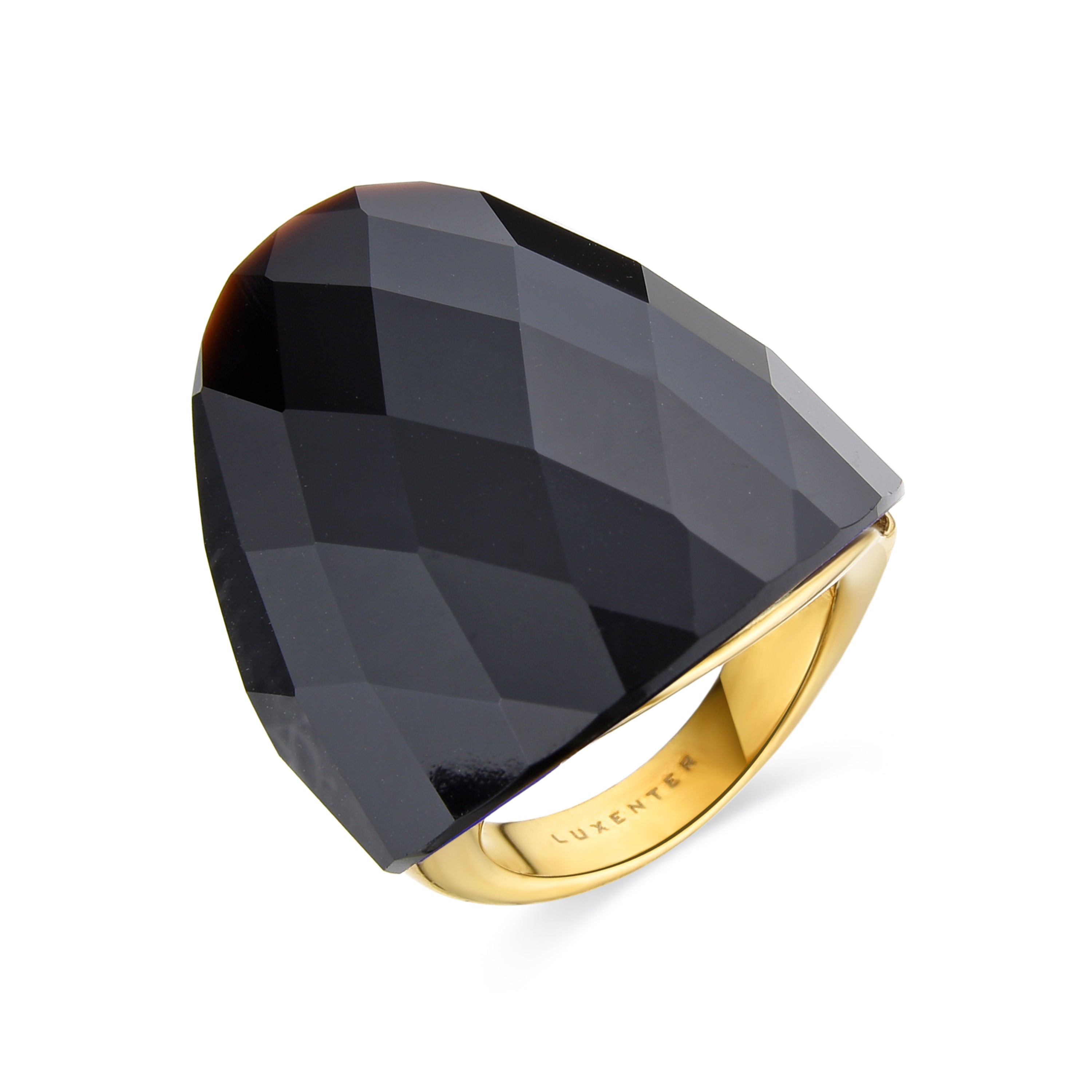 Anillo de Cuarzo Hidrotermal Onix acabado en oro amarillo 18K - Konsil