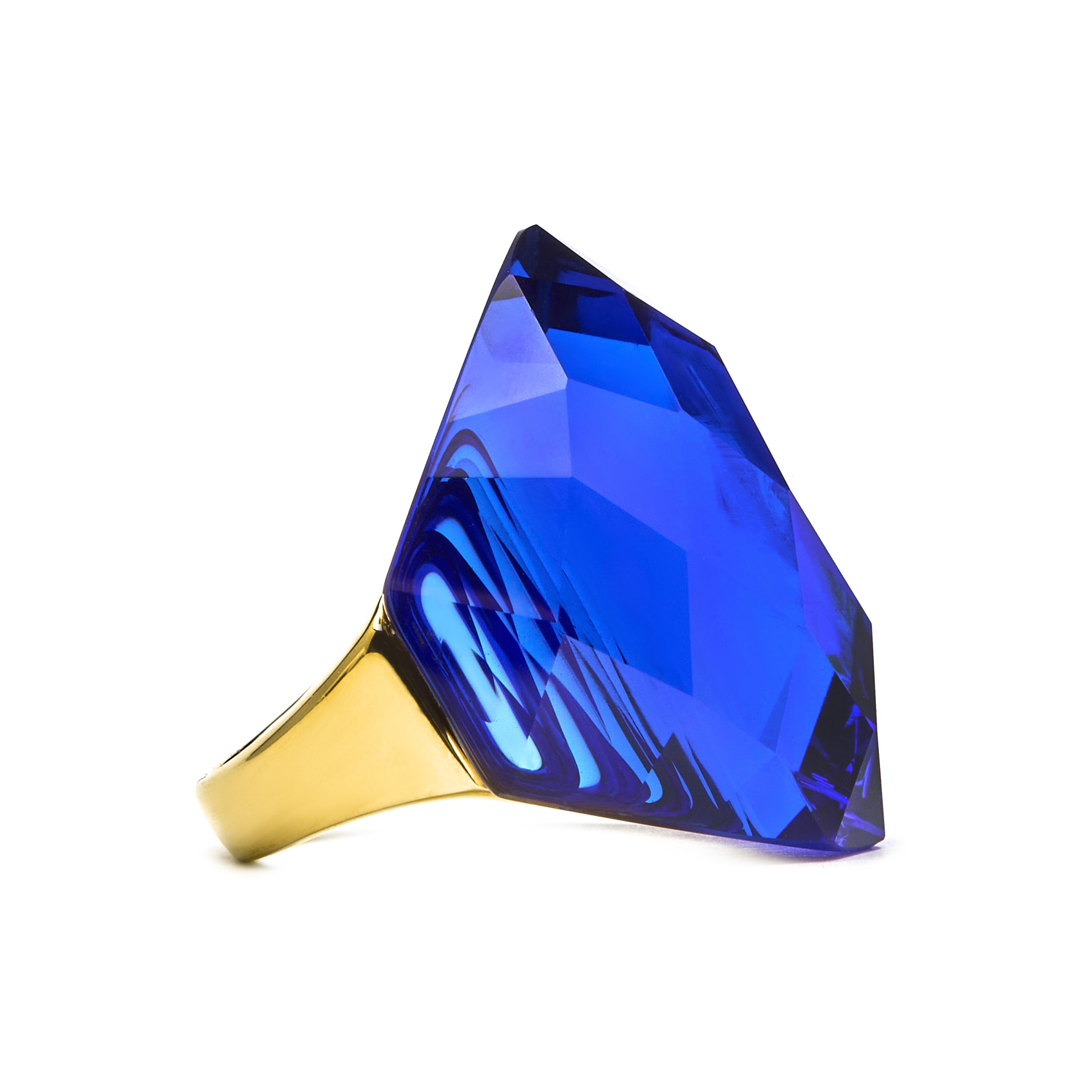 Anillo de Cuarzo Hidrotermal Lapislazuli acabado en oro amarillo 18K - Konsil
