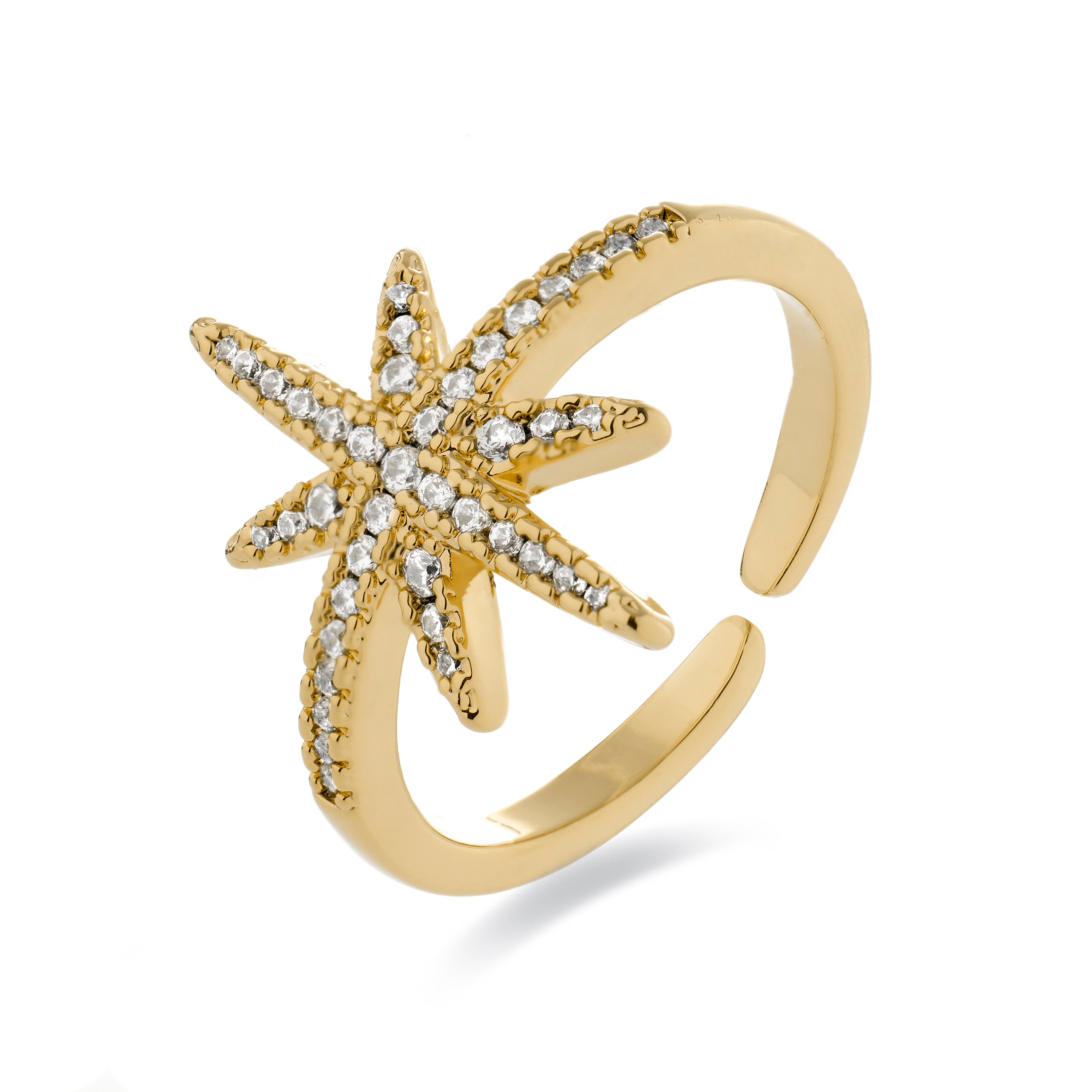 Bague avec Zircone Brillante finition en or jaune 18K - Oriok