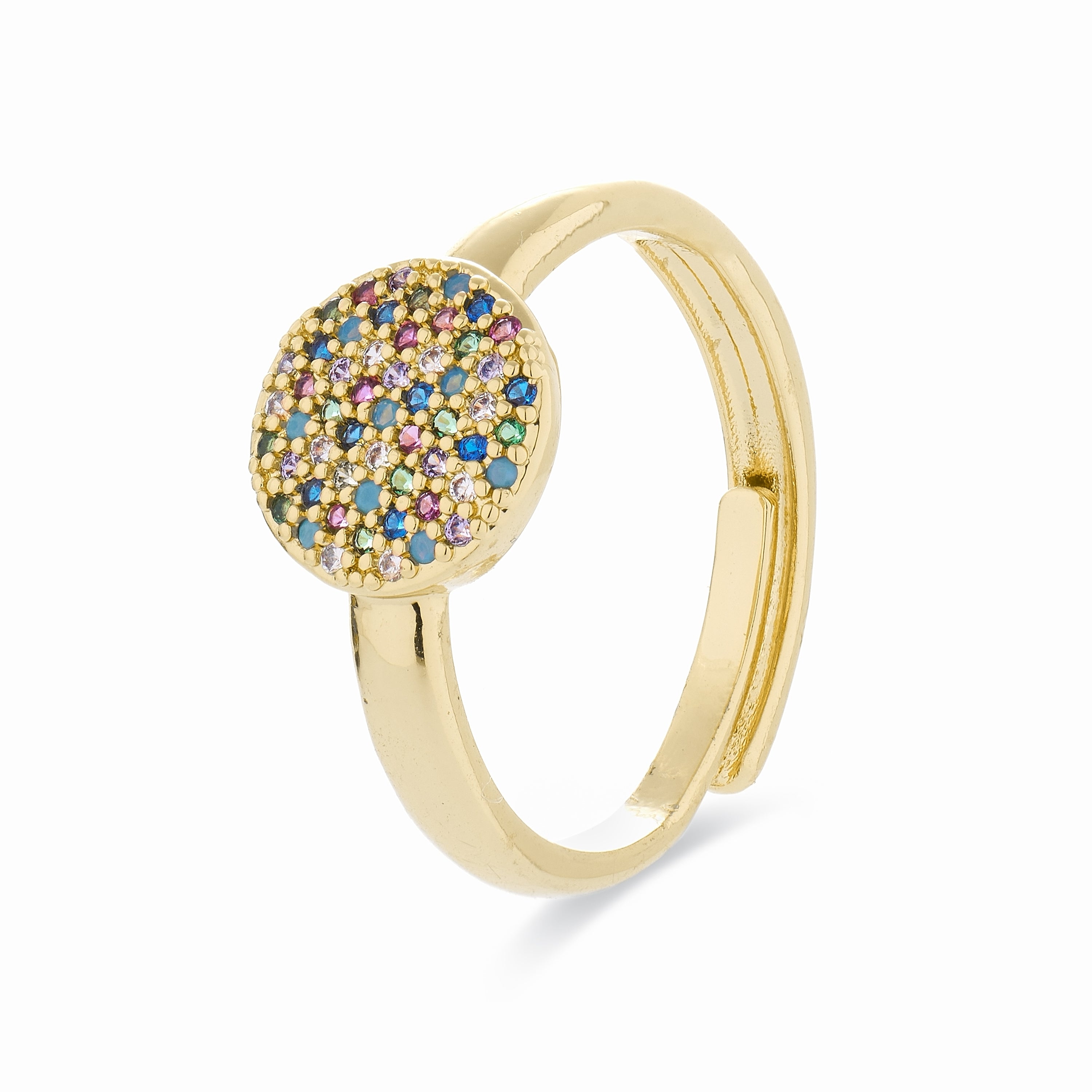 Ring with Multicolor Cubic Zirconia finished in 18K yellow gold - Cuix